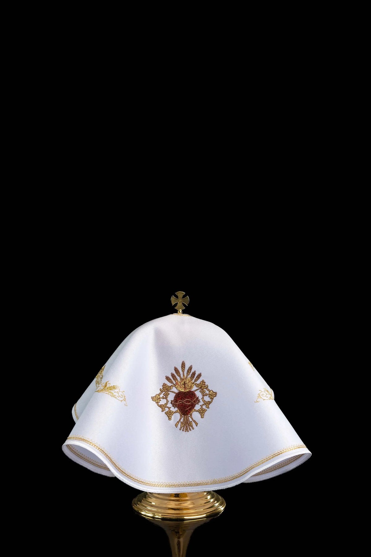 Bianco velo per pisside con Sacro Cuore di Gesù ricamato, vista posteriore