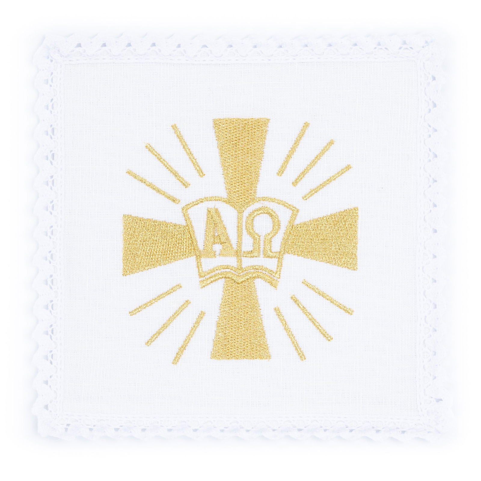 Linen chalice linen with embroidery of the Cross and Alpha Omega