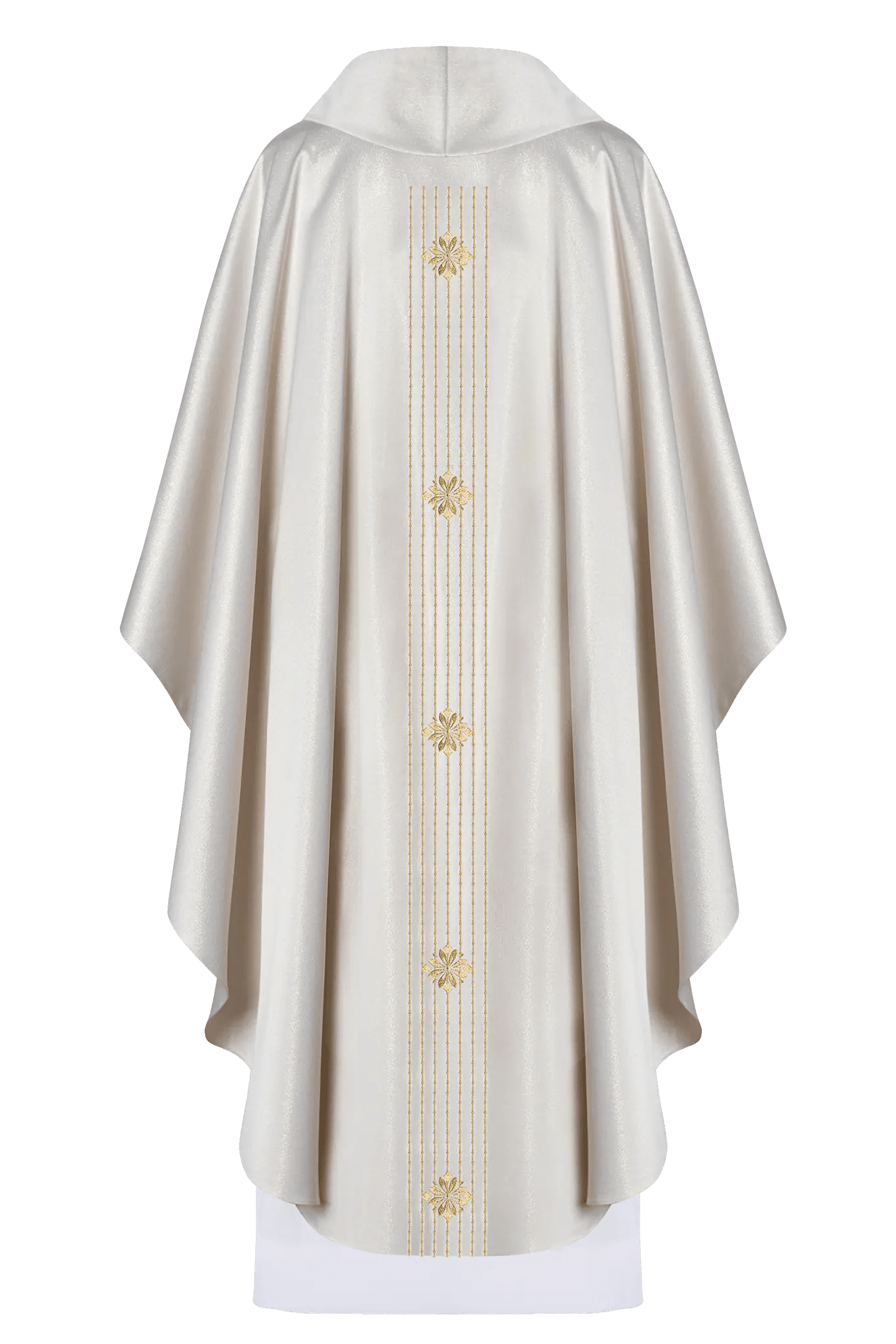 Marian liturgical chasuble in shiny fabric inspired by the rosary - HAFTINA ATELIER