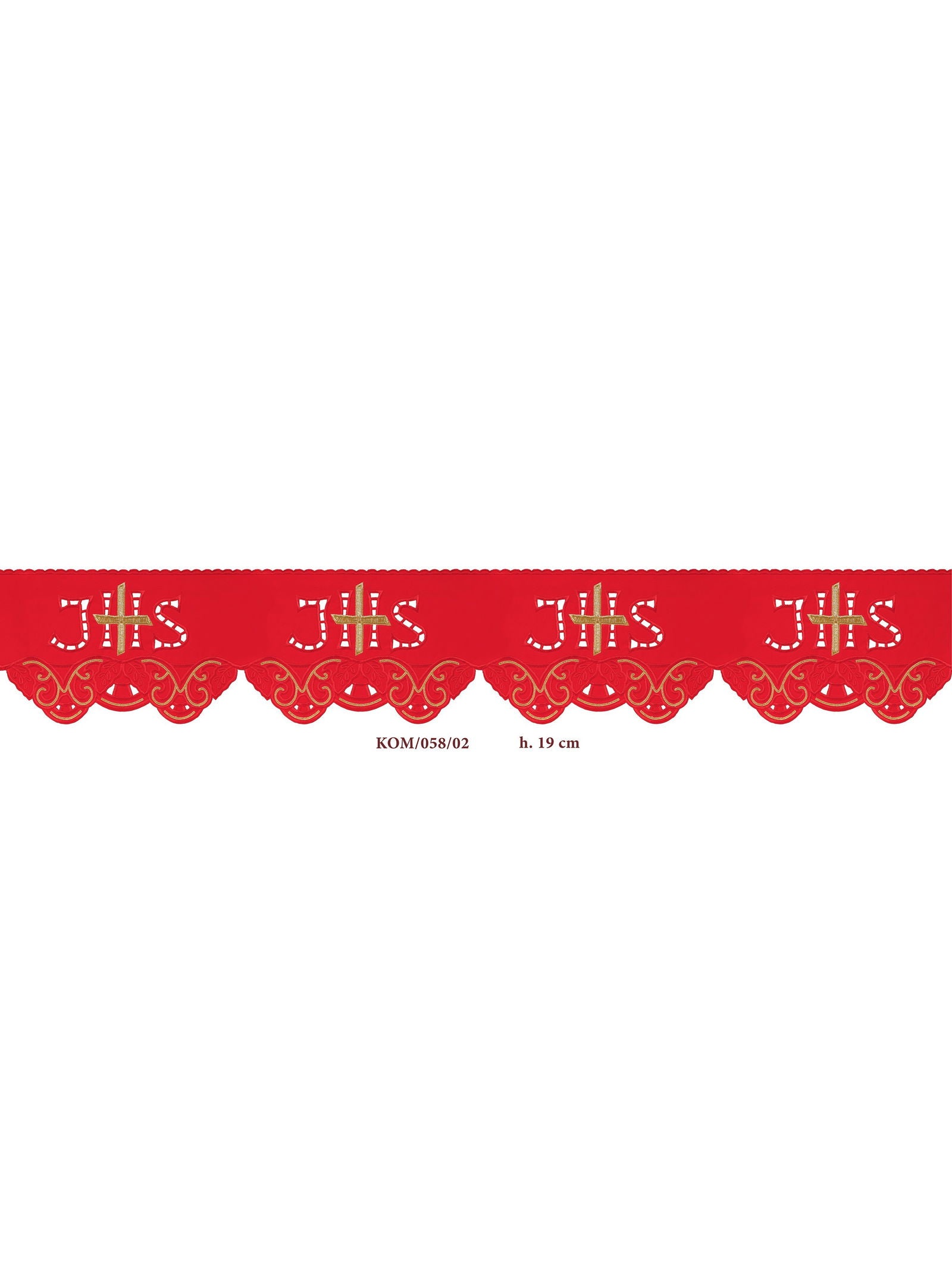 Metre with frontal embroidery IHS Cross Red