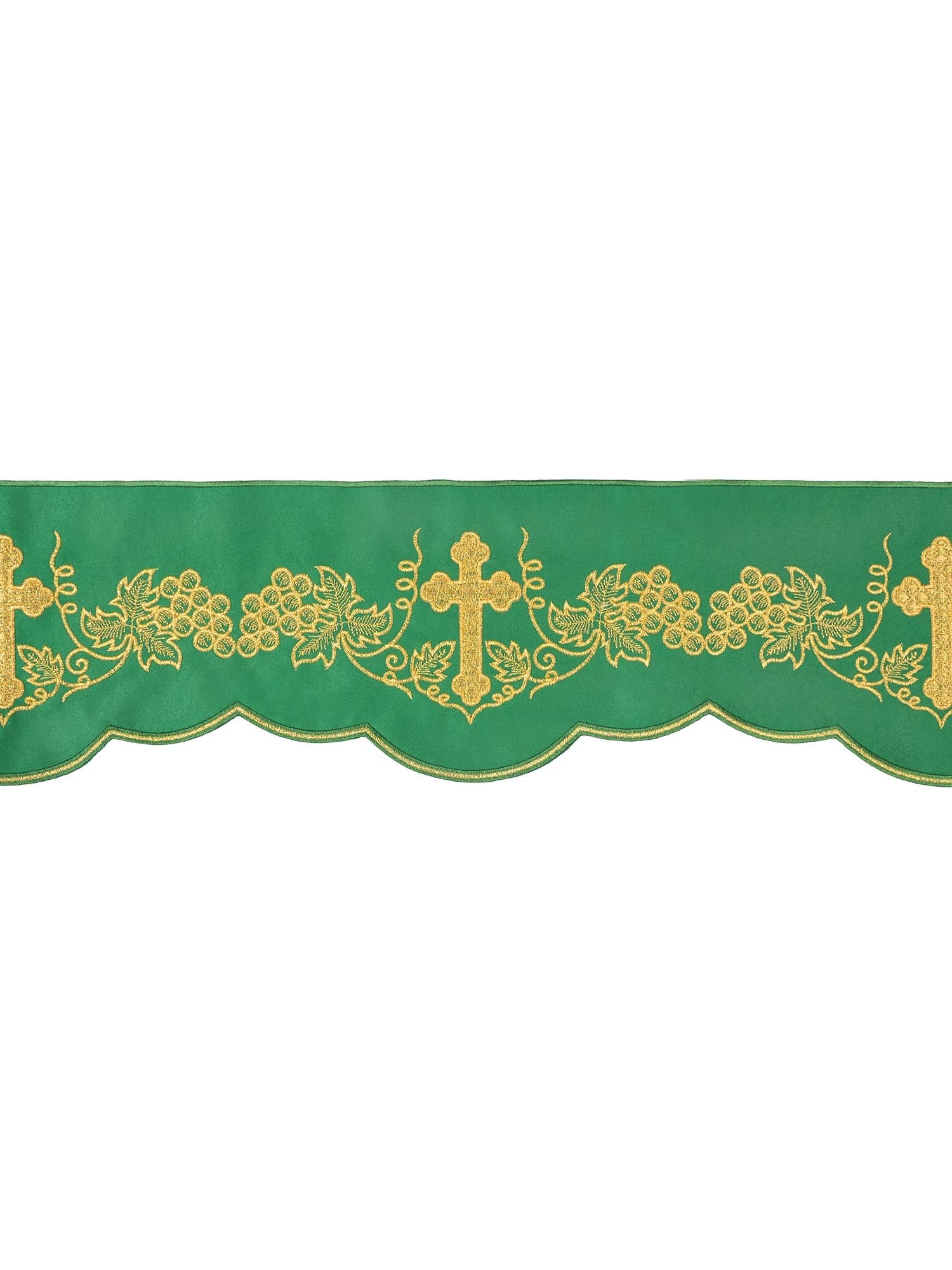 Metre with embroidery front Cross and Grapes Green