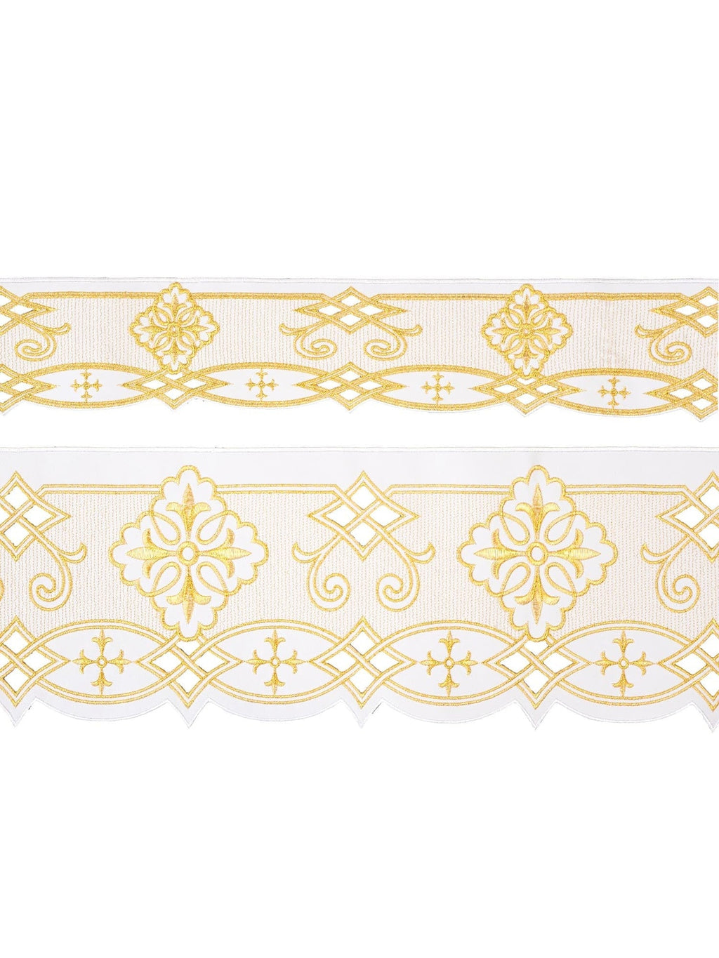 Metraż z haftem czołowym Rozeta Biały