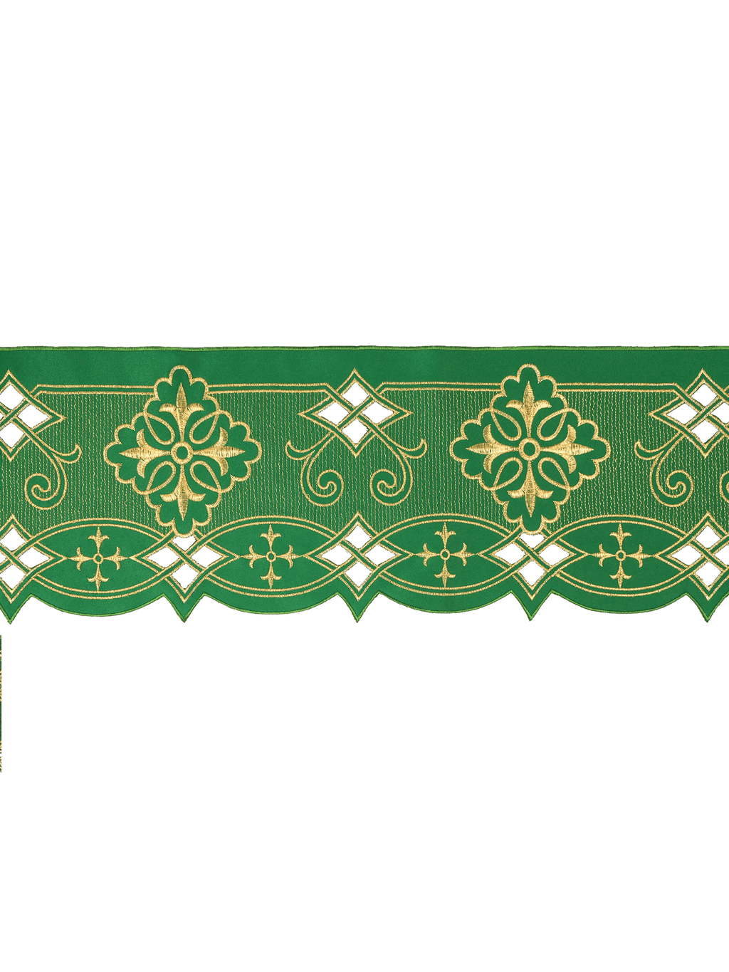 Metraż z haftem czołowym Rozeta Zielony