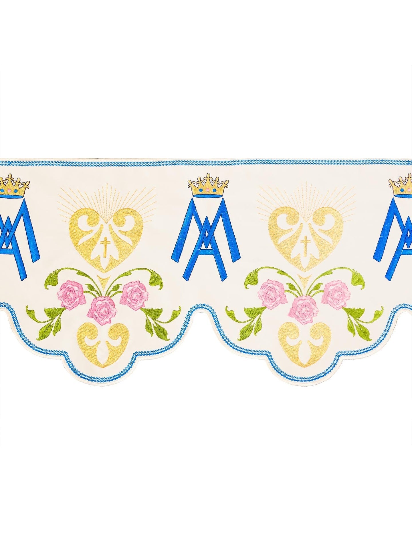 Metraż z haftem czołowym z motywem Maryjnym ecru