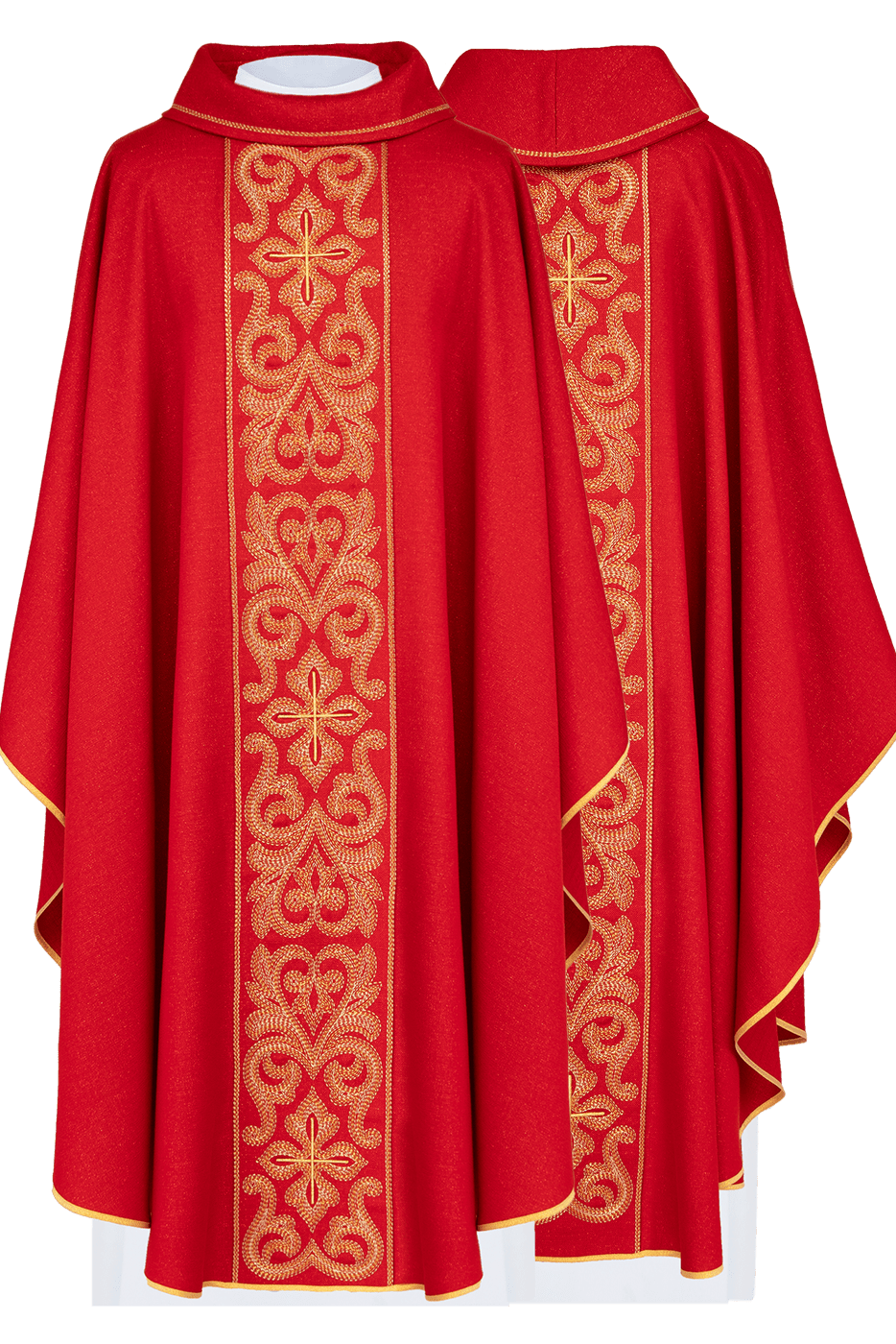 Chasuble richly embroidered with crosses Red