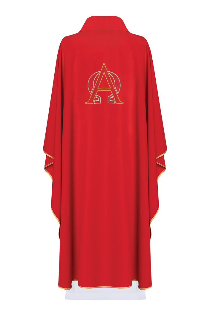 Embroidered chasuble Red Alpha and Omega