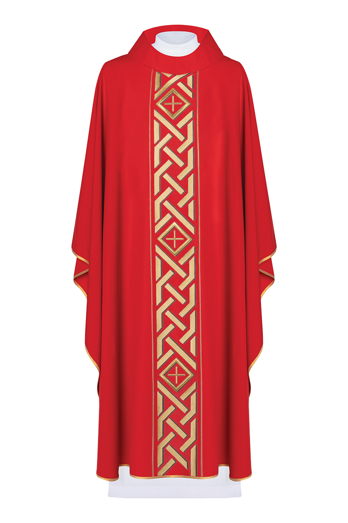 Embroidered chasuble Red with Crosses motif