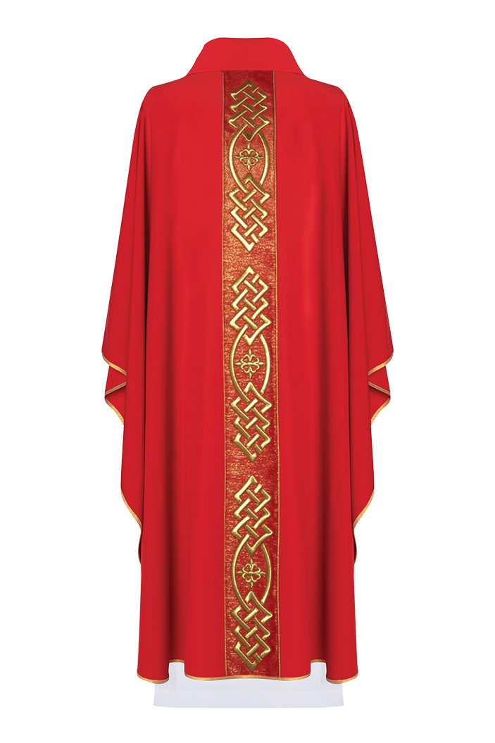 Embroidered chasuble Red with gold Cross motif