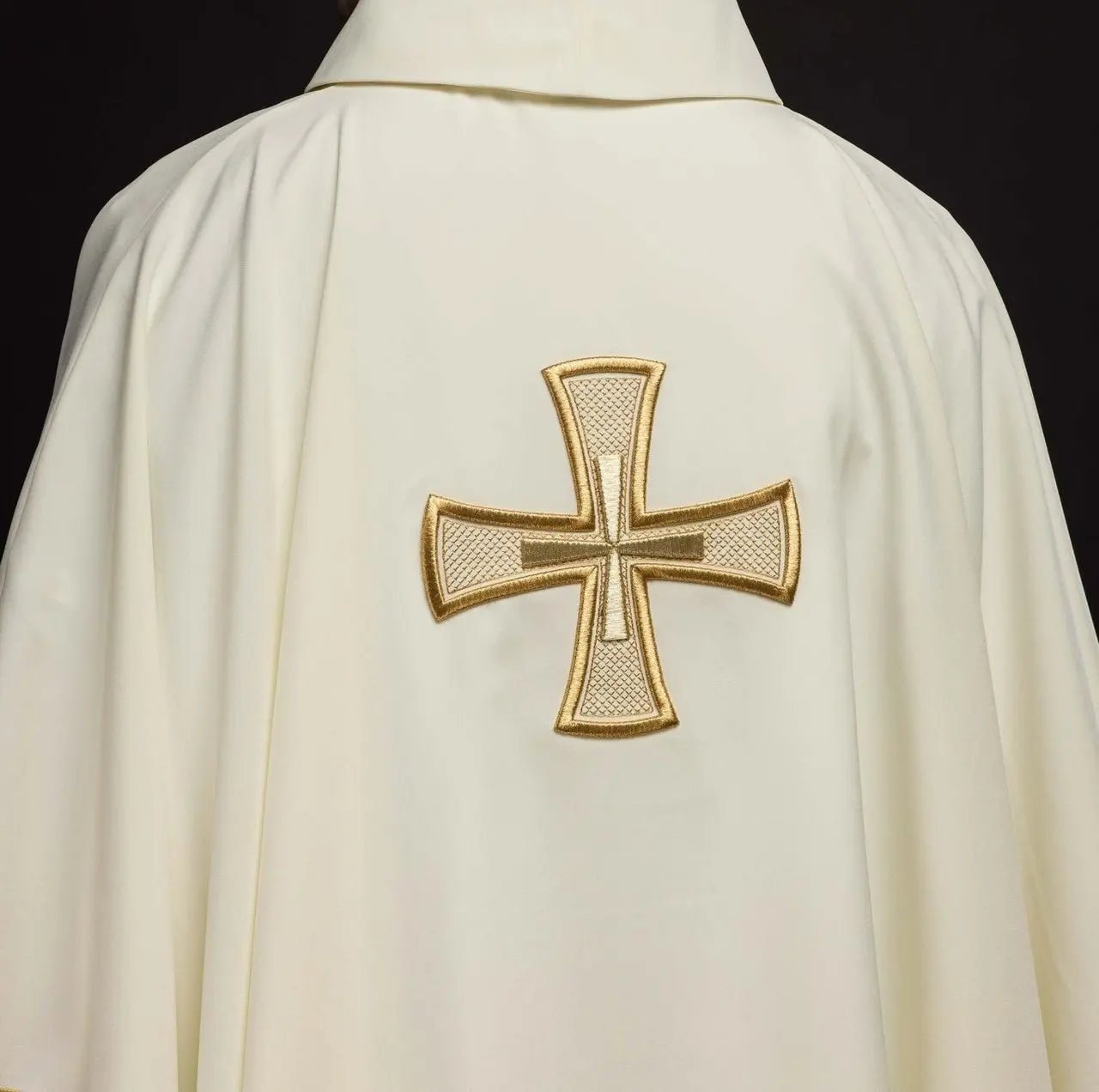 IHS ecru embroidered chasuble
