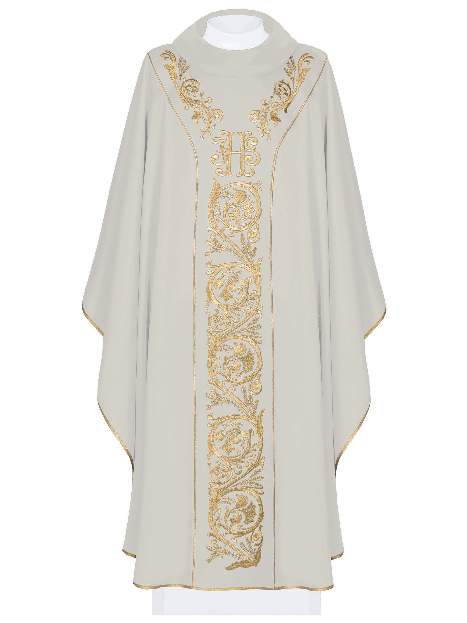 IHS embroidered chasuble in ecru