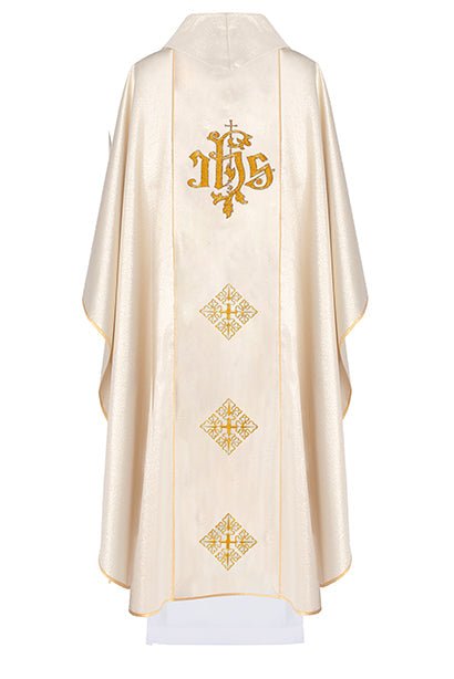 Embroidered chasuble of Jesus the Merciful and IHS in gold