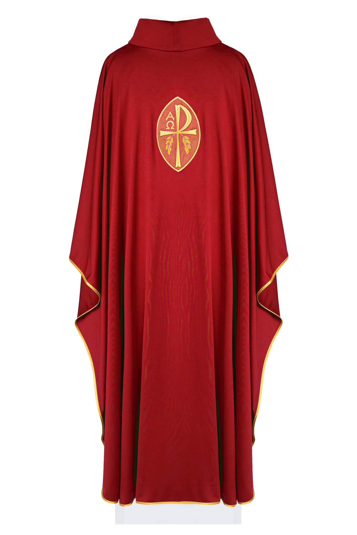 Chasuble embroidered cross red lightweight knitted fabric SACROLITE