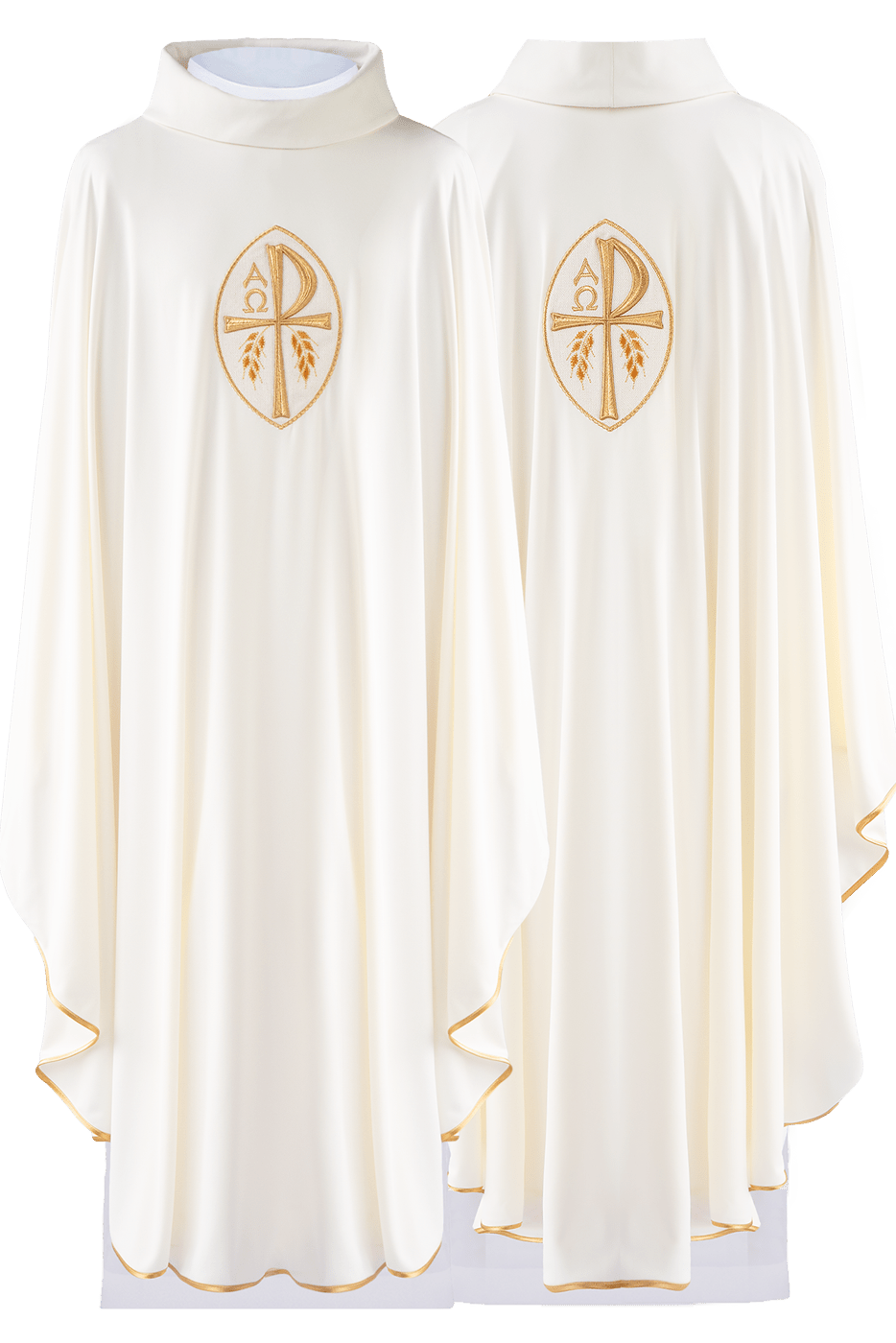 Chasuble embroidered Cross ecru lightweight knitted SACROLITE