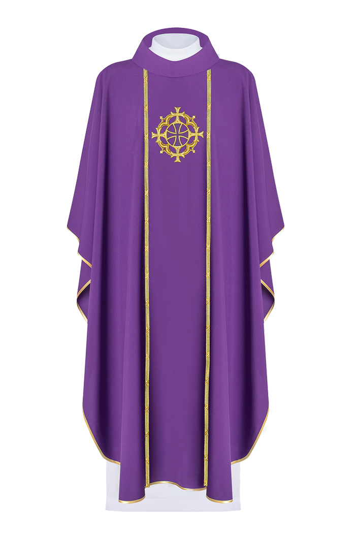 Embroidered Chasuble Cross Purple Decorative Stripes