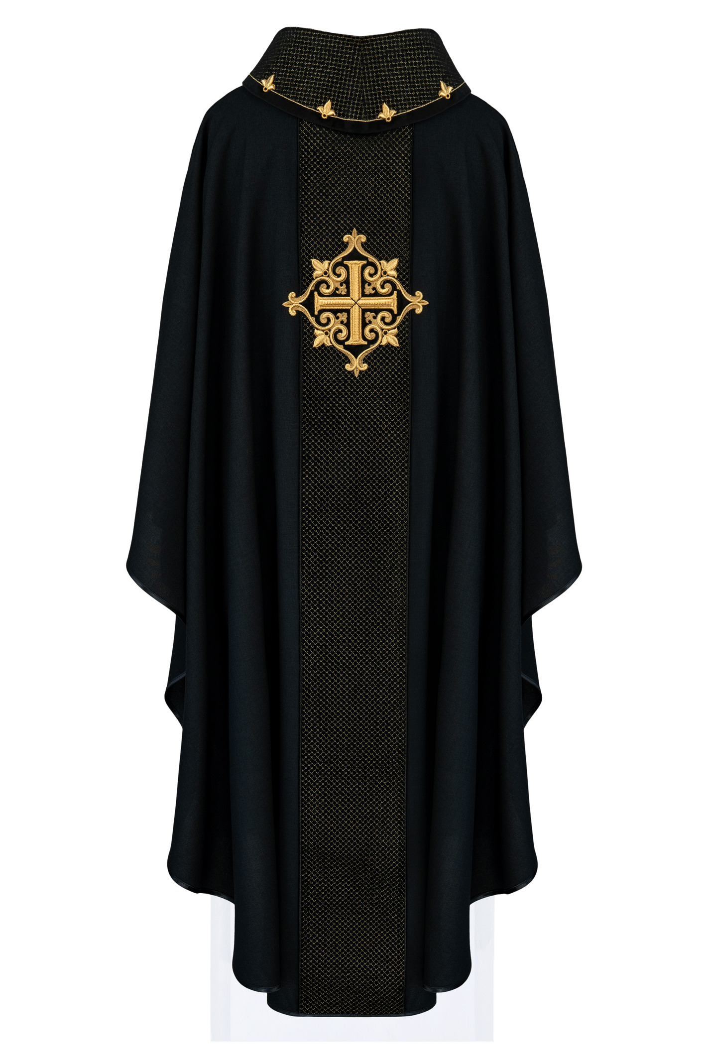 Chasuble embroidered on velvet with the symbol of the Black Cross