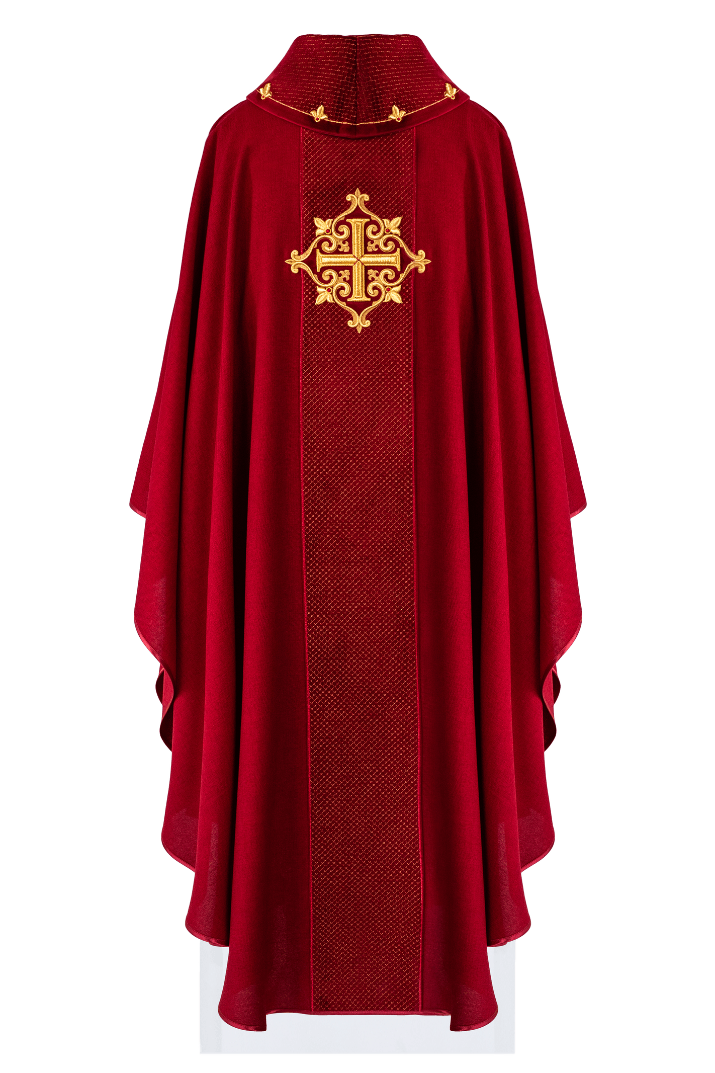 Chasuble embroidered on velvet with the symbol of the Red Cross