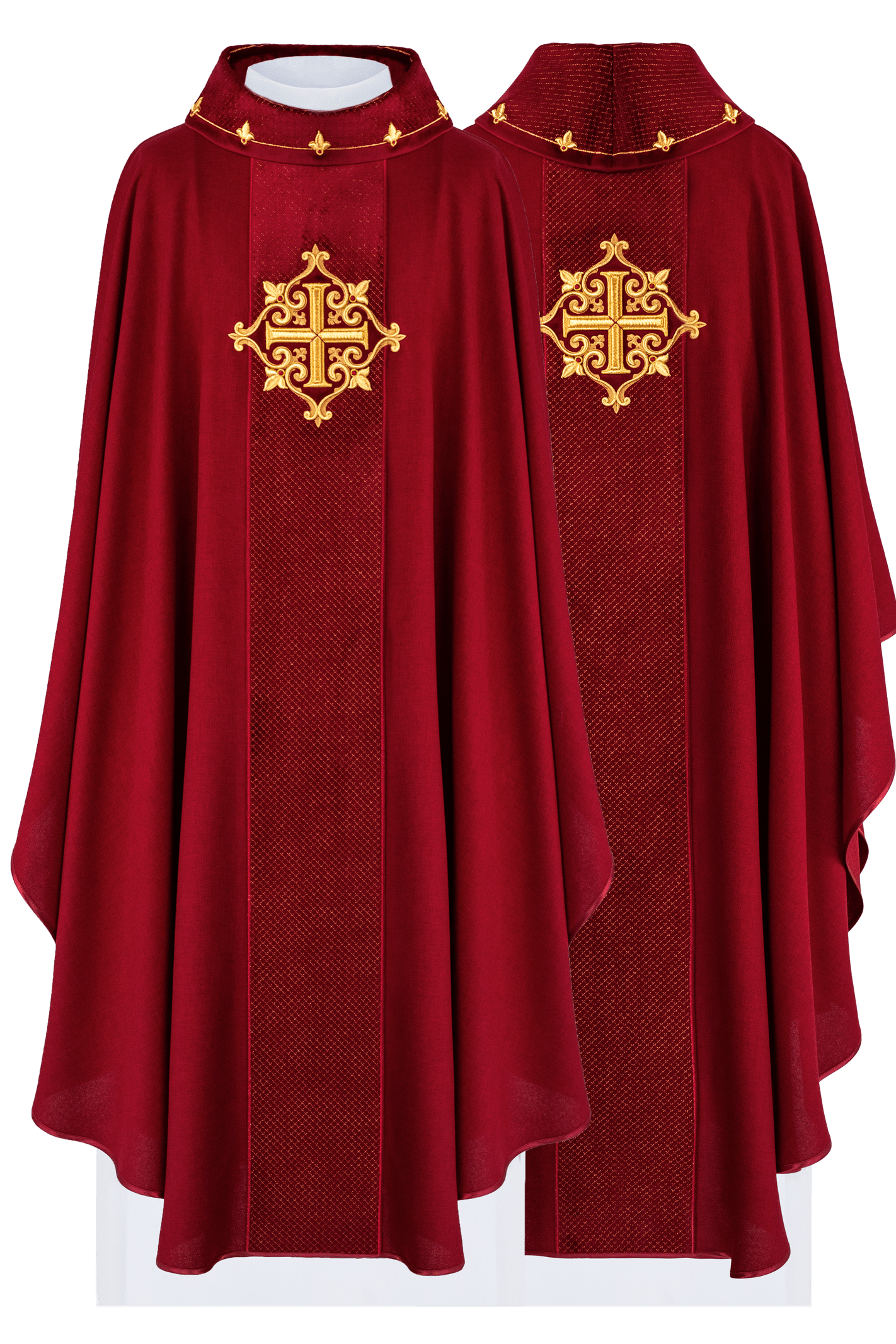 Chasuble embroidered on velvet with the symbol of the Red Cross