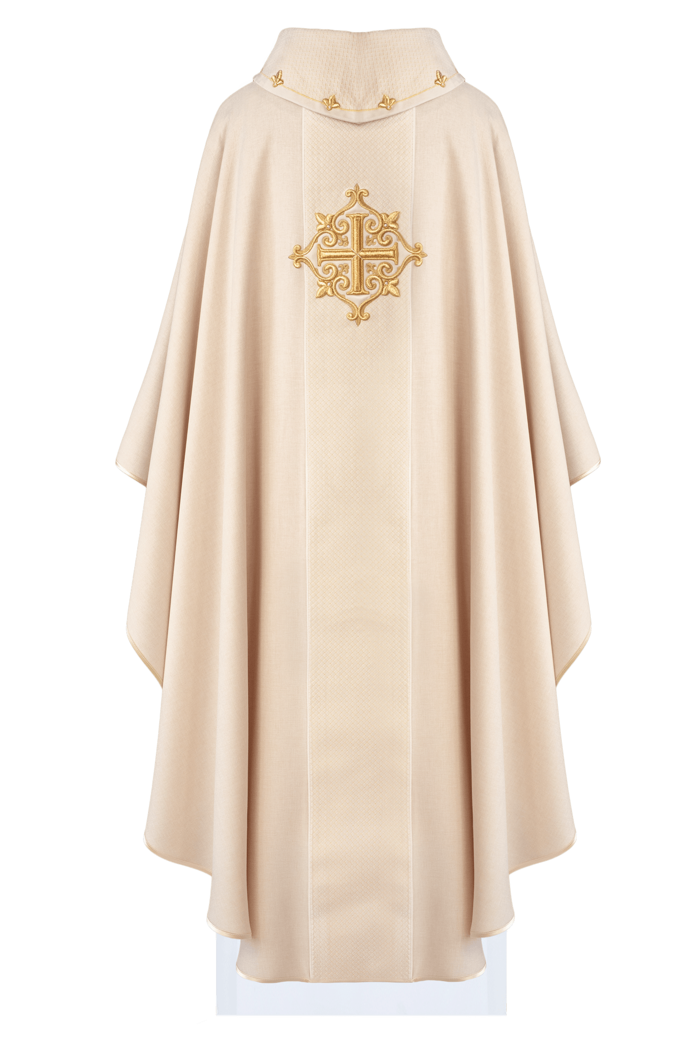 Chasuble embroidered on velvet with symbol Cross Ecru