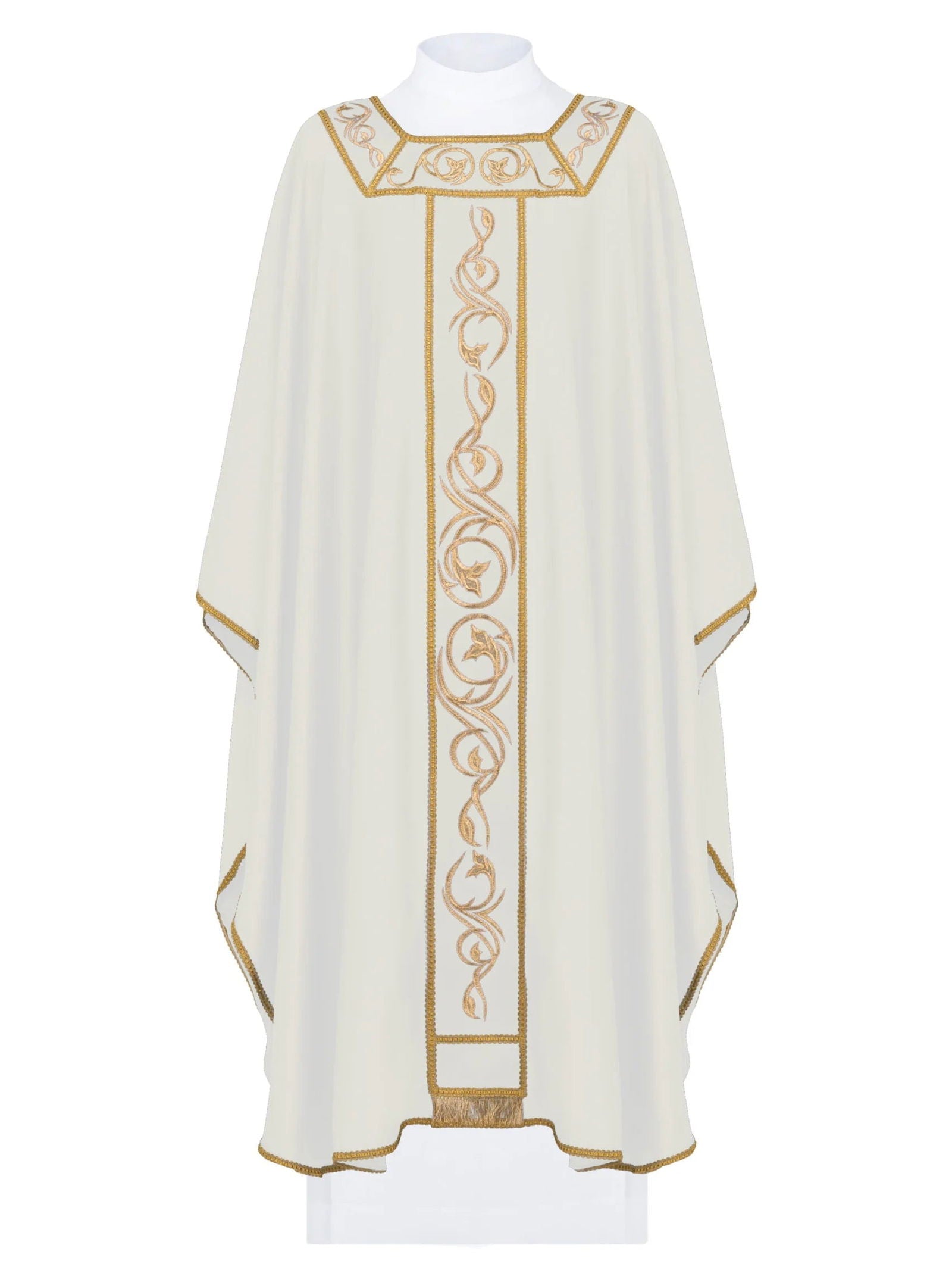 Chasuble embroidered on lightweight fabric with gold embellishments