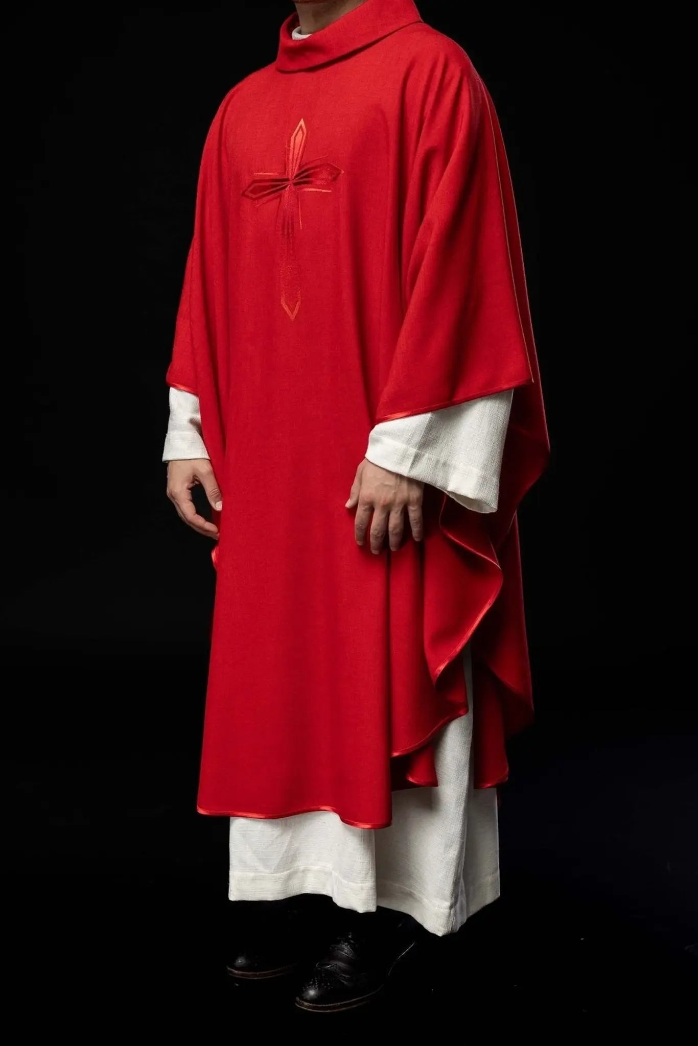 Embroidered chasuble in red