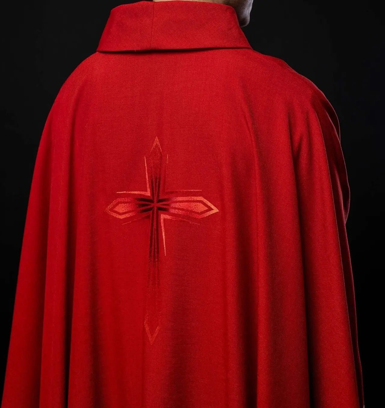 Embroidered chasuble in red