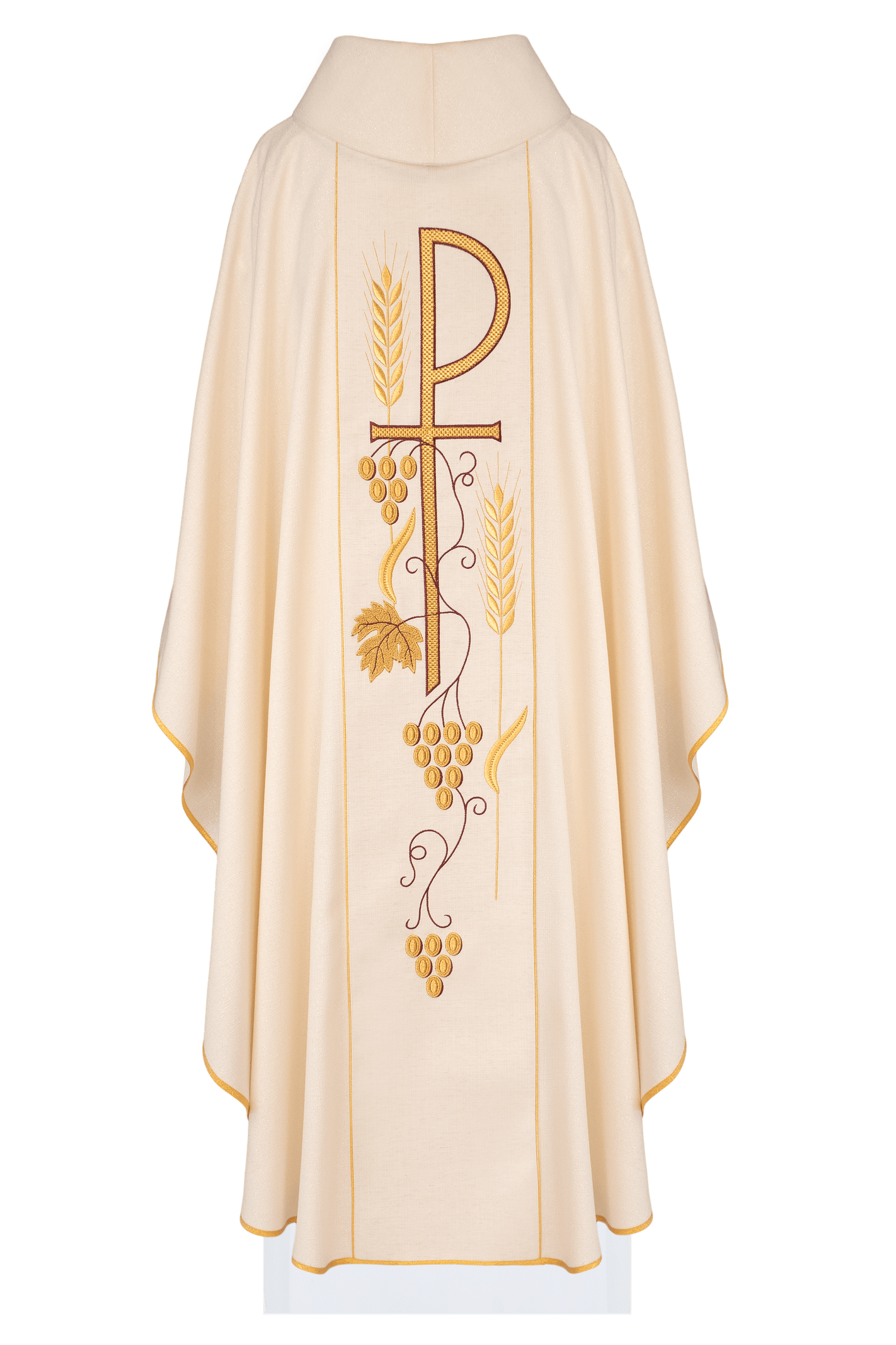 Embroidered chasuble with eucharistic motifs PAX Ecru