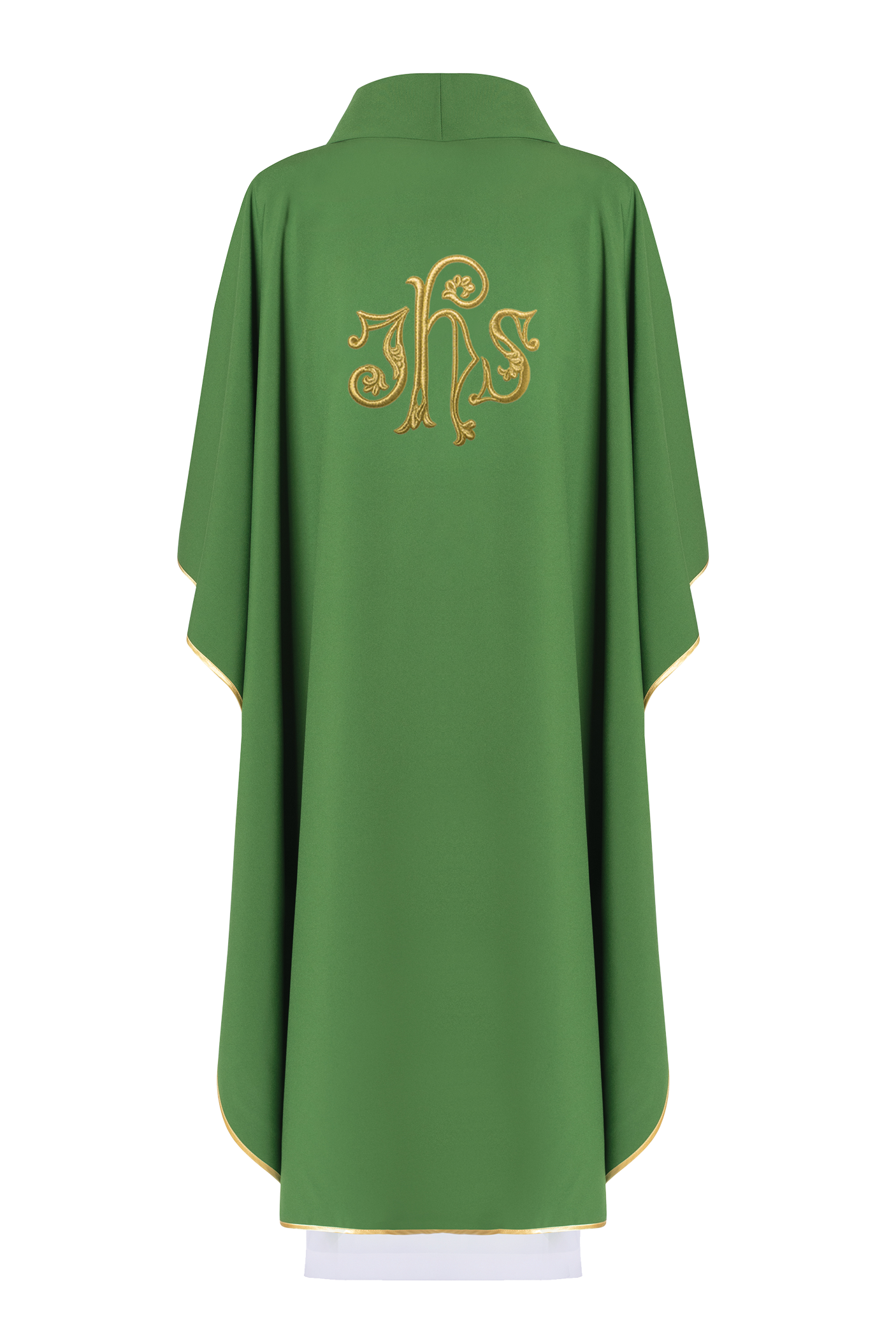 Embroidered chasuble with IHS symbol Green