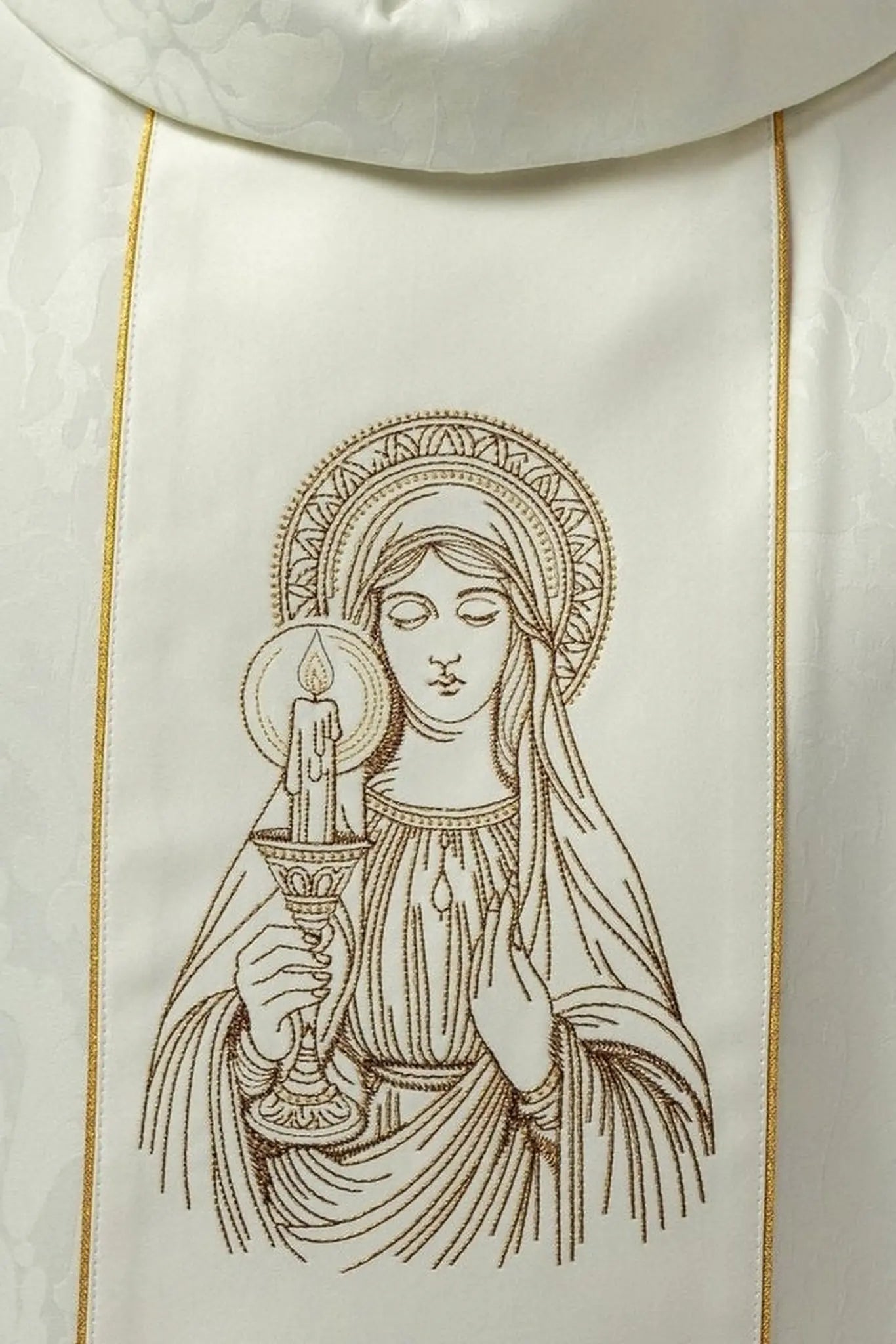 Embroidered chasuble with the image of Our Lady of Thunder