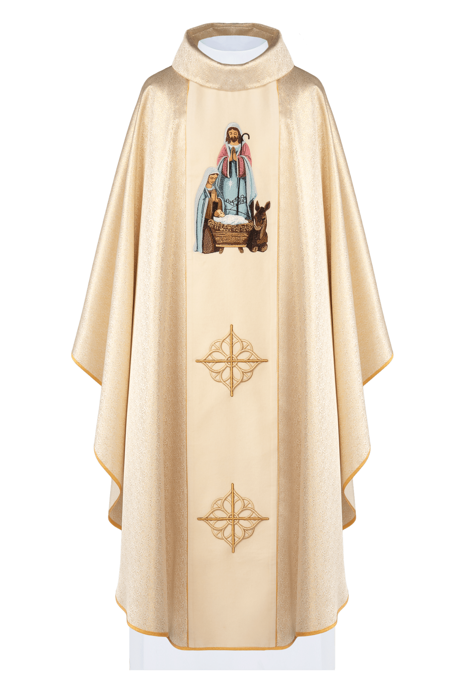 Embroidered chasuble with the image of the Holy Family on gold fabric