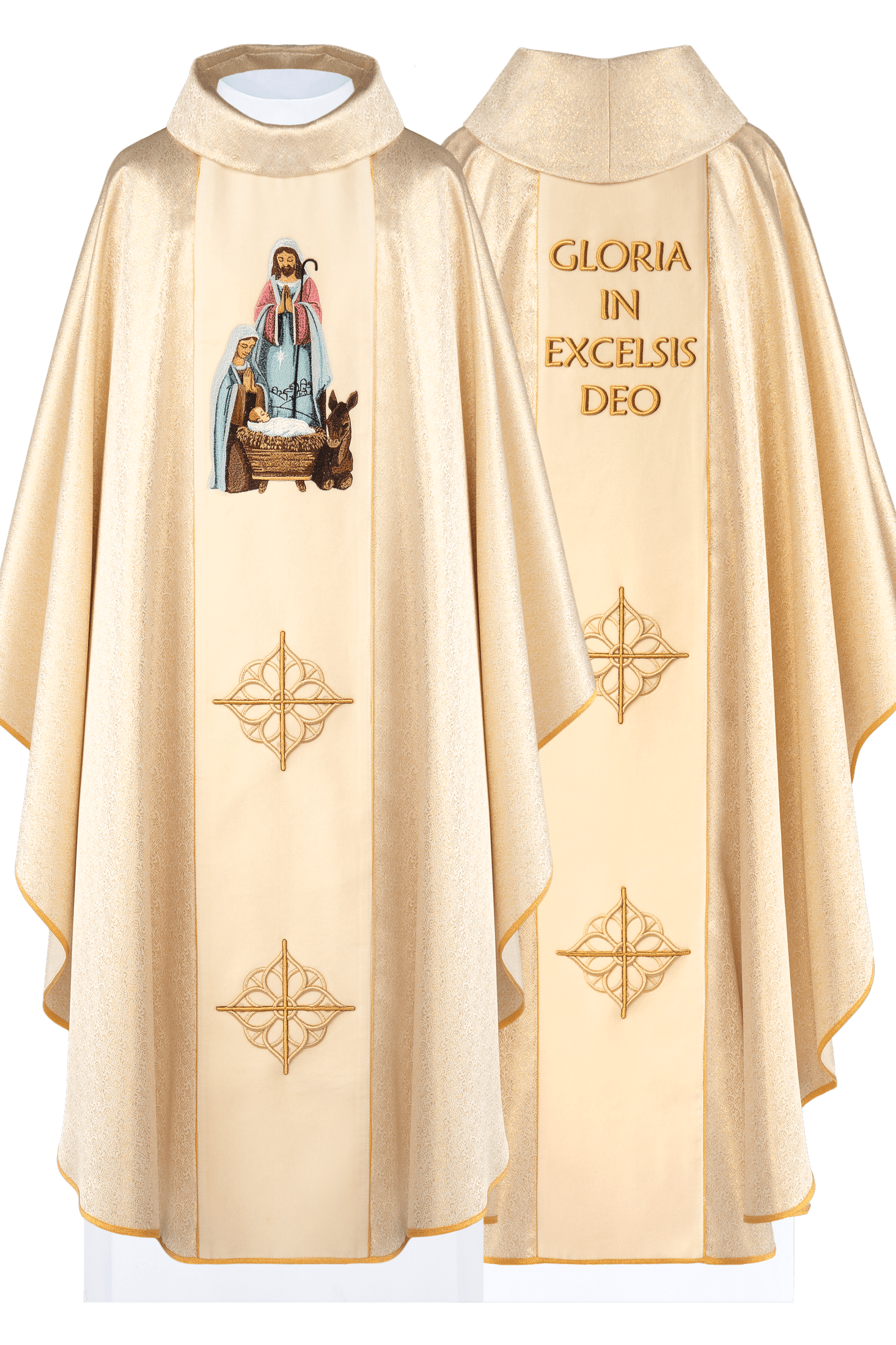 Embroidered chasuble with the image of the Holy Family on gold fabric