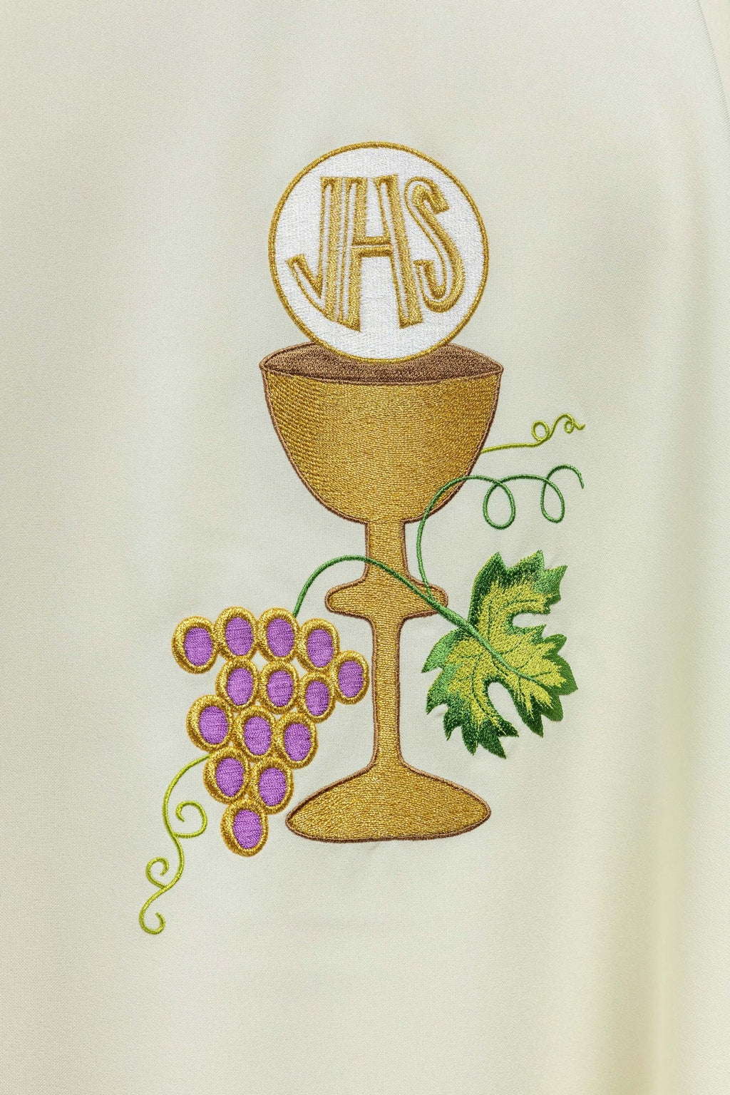 Ornat kielich Krzyż i winogrona ecru