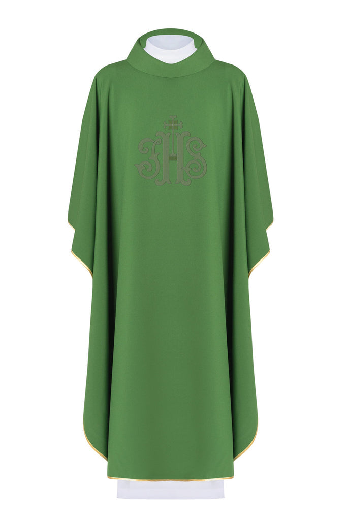 Zielony ornat liturgiczny haftowany IHS