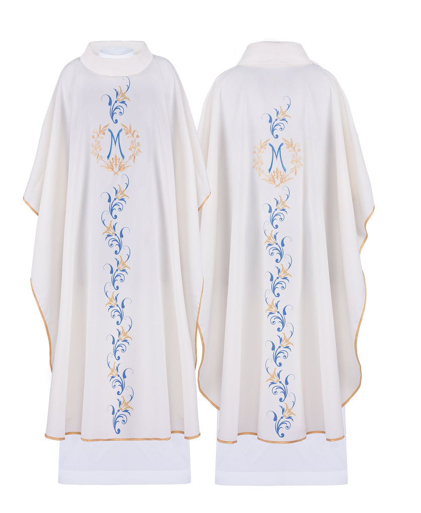 Ornat liturgiczny Maryjny haftowany w kolorze ecru