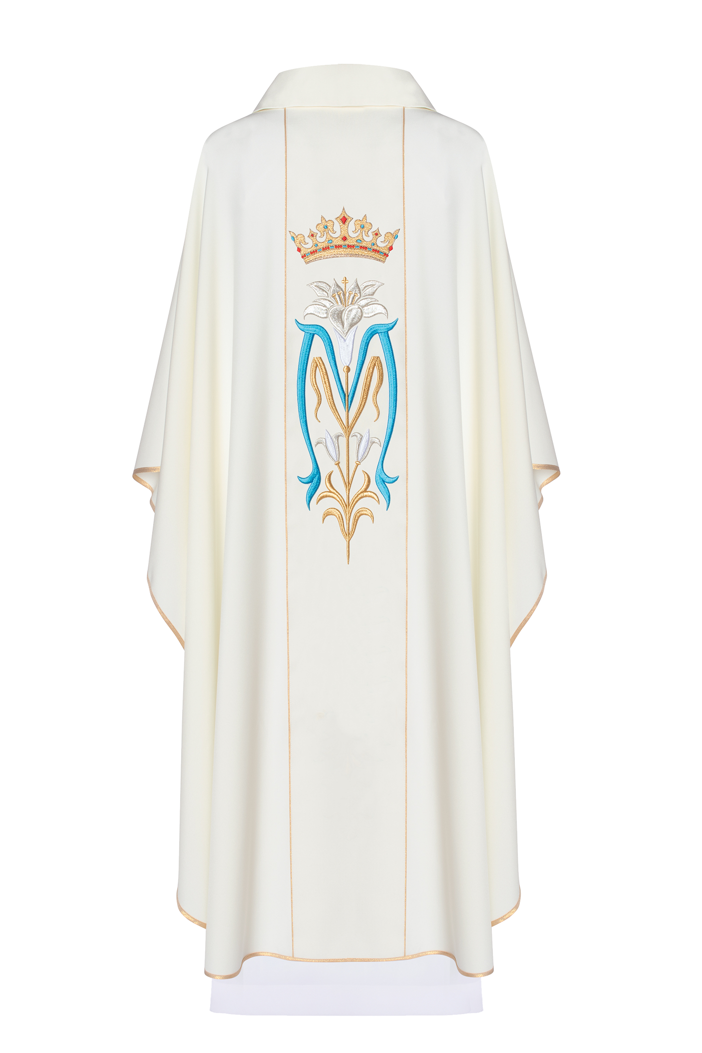 Marian liturgical chasuble embroidered with ecru crown