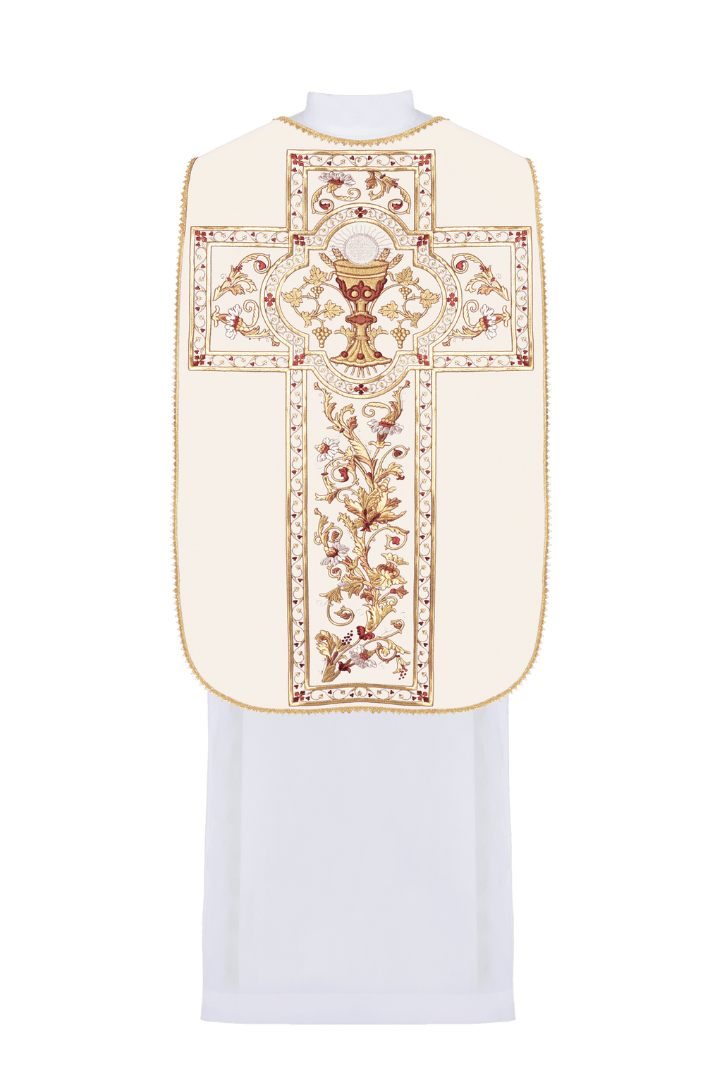 Ornat rzymski haftowany z motywem kielicha eucharystycznego