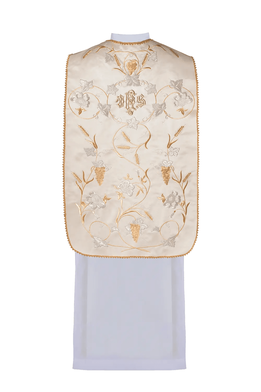 Roman chasuble IHS with ears and grapes motif