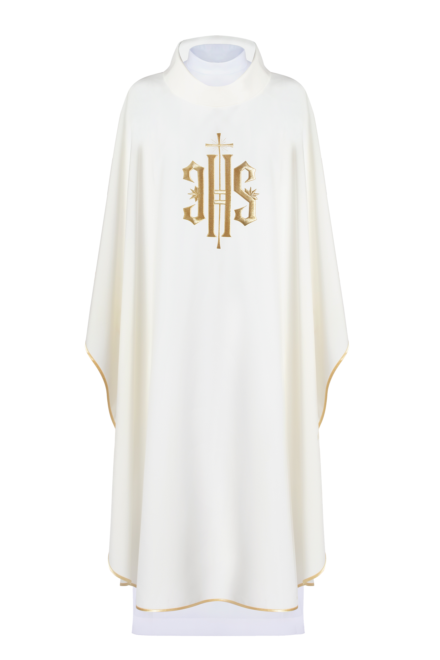 Chasuble with IHS embroidery in ecru