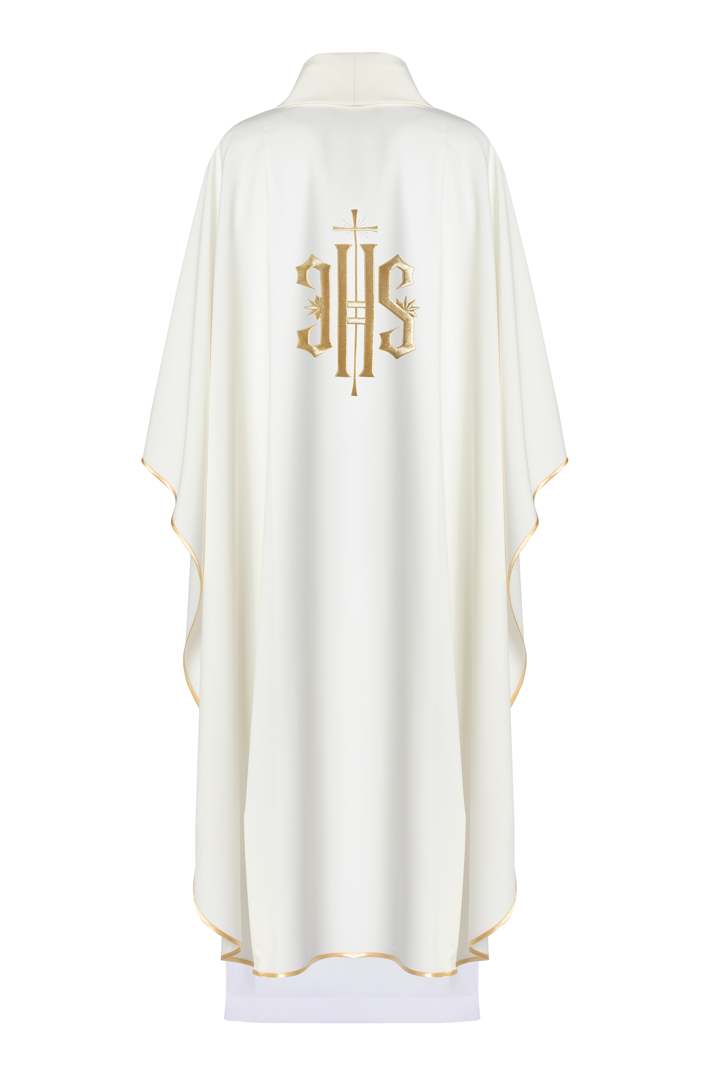 Chasuble with IHS embroidery in ecru