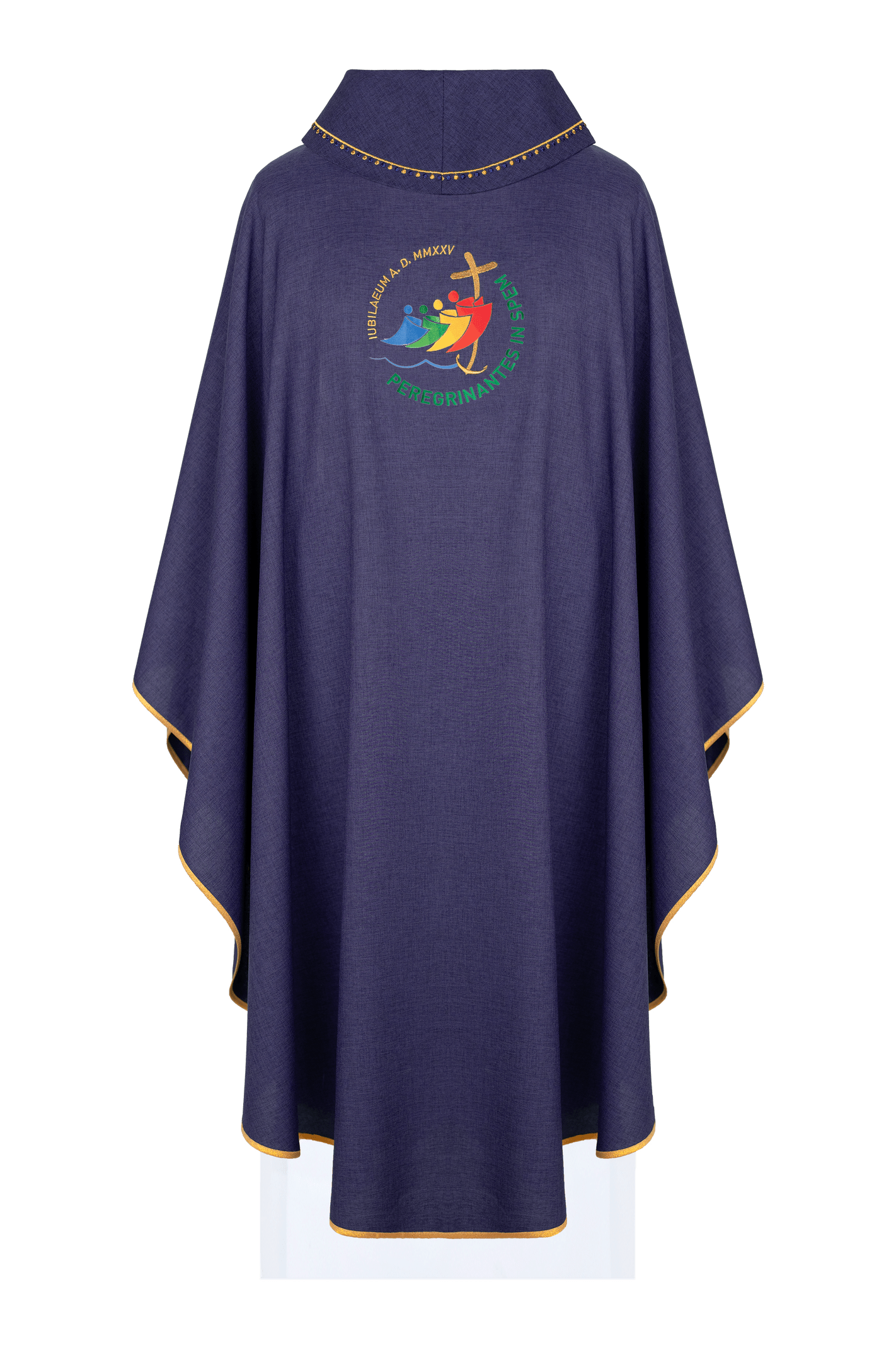 Jubilee embroidered chasuble with collar trim in purple