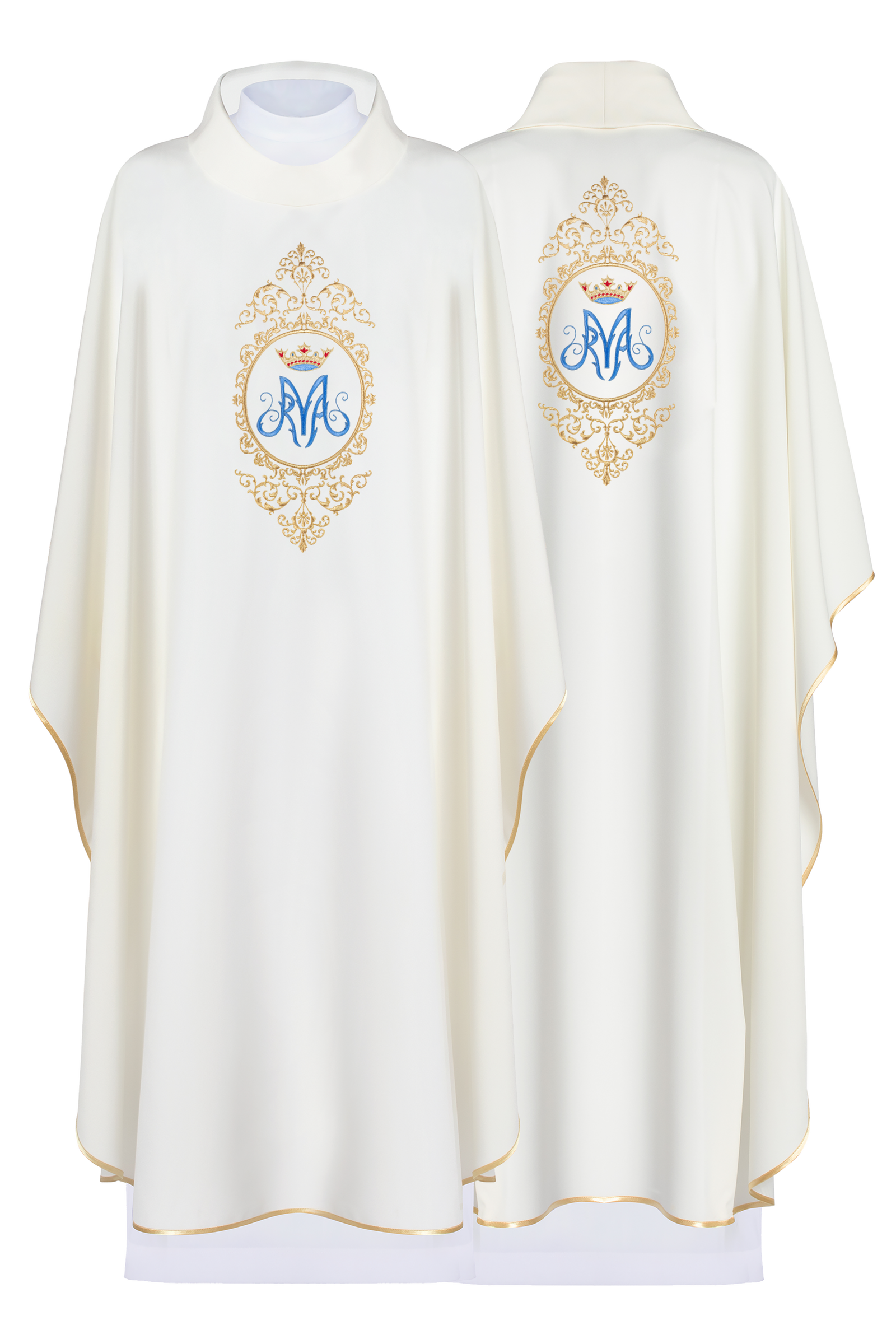 Chasuble with Marian motif surrounded by gold embroidery