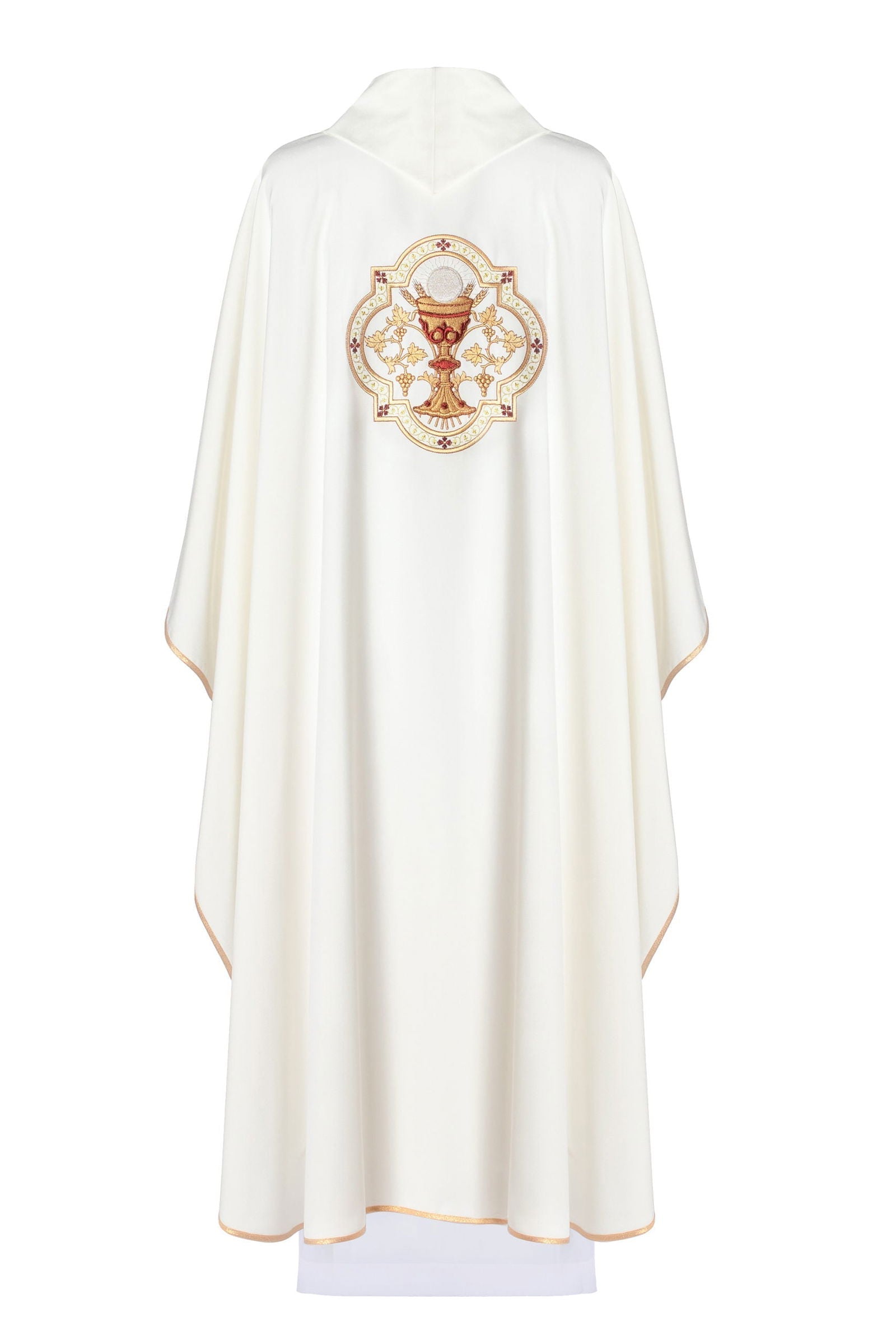 Chasuble with wide collar with embroidered NSPJ and Eucharistic chalice