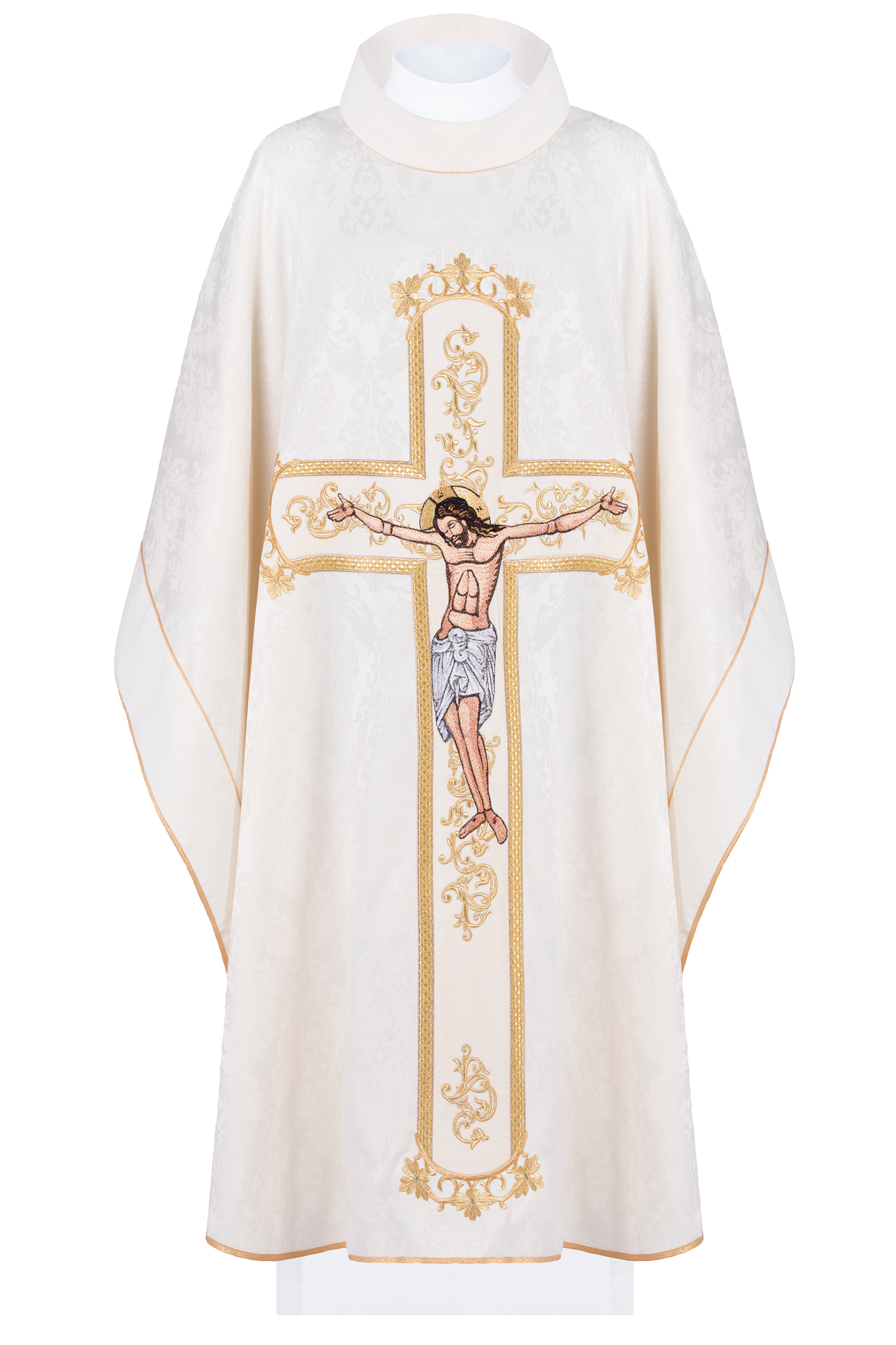 Chasuble with the image of Jesus Christ on the cross in ecru