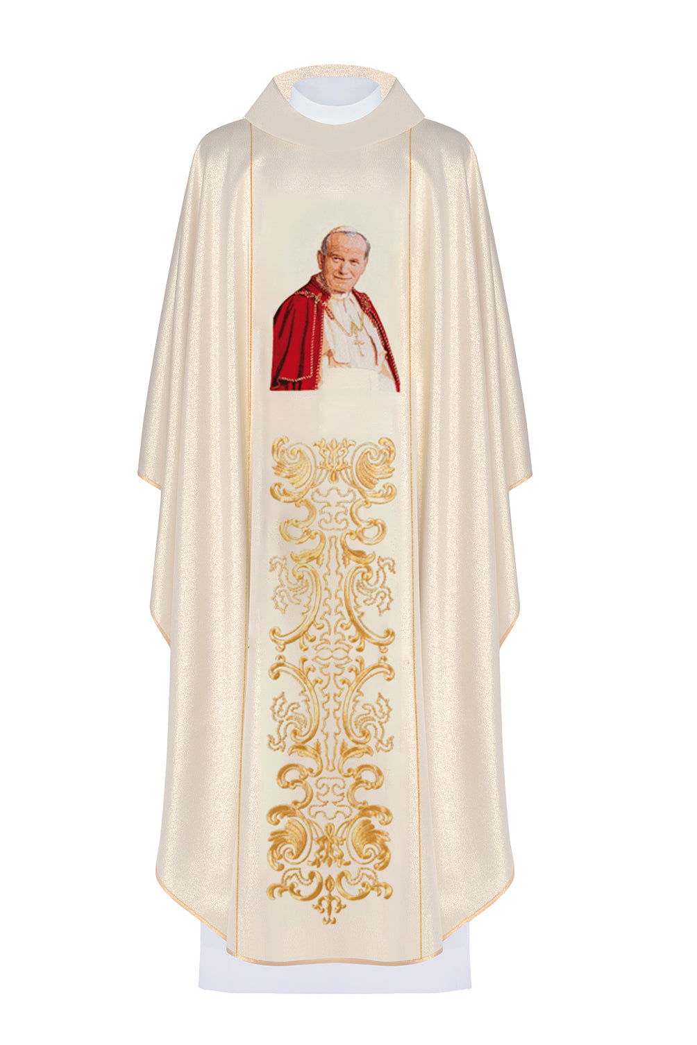 Chasuble with image of Pope John Paul II gold