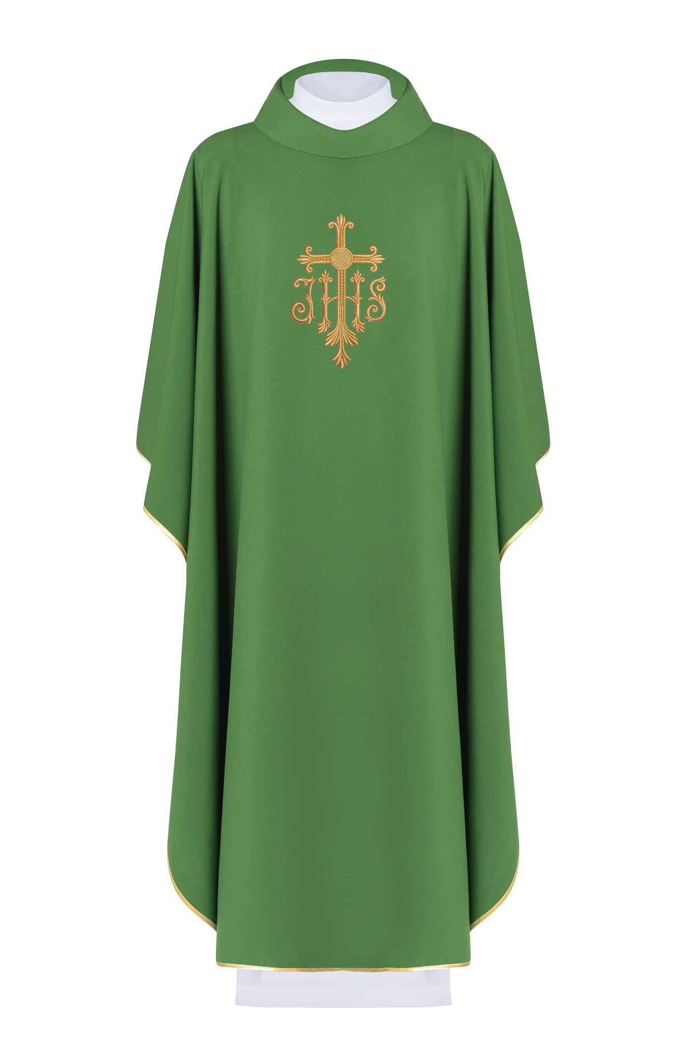 JHS green chasuble with raised embroidery