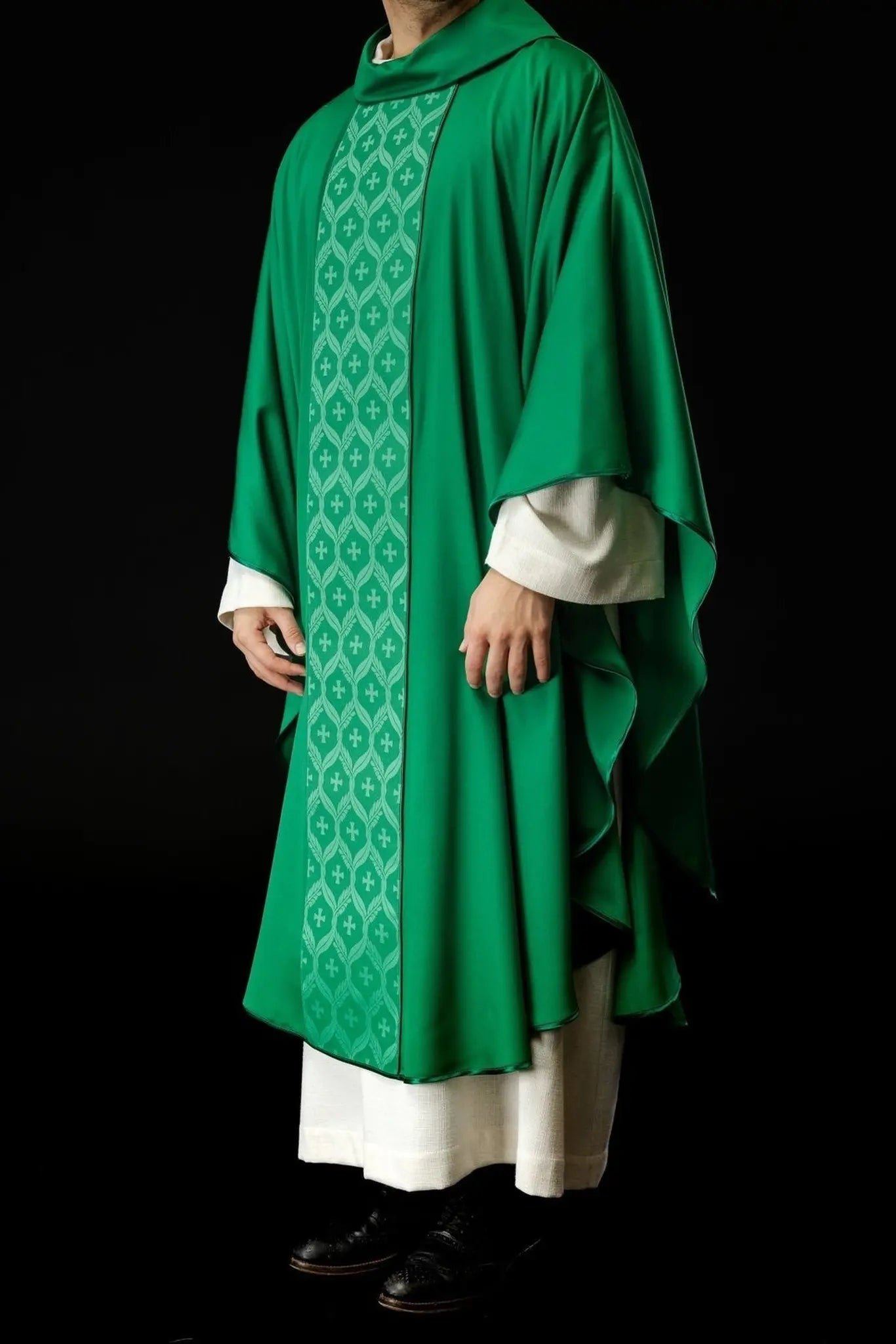 Green Chasuble with Jacquard Cross Band