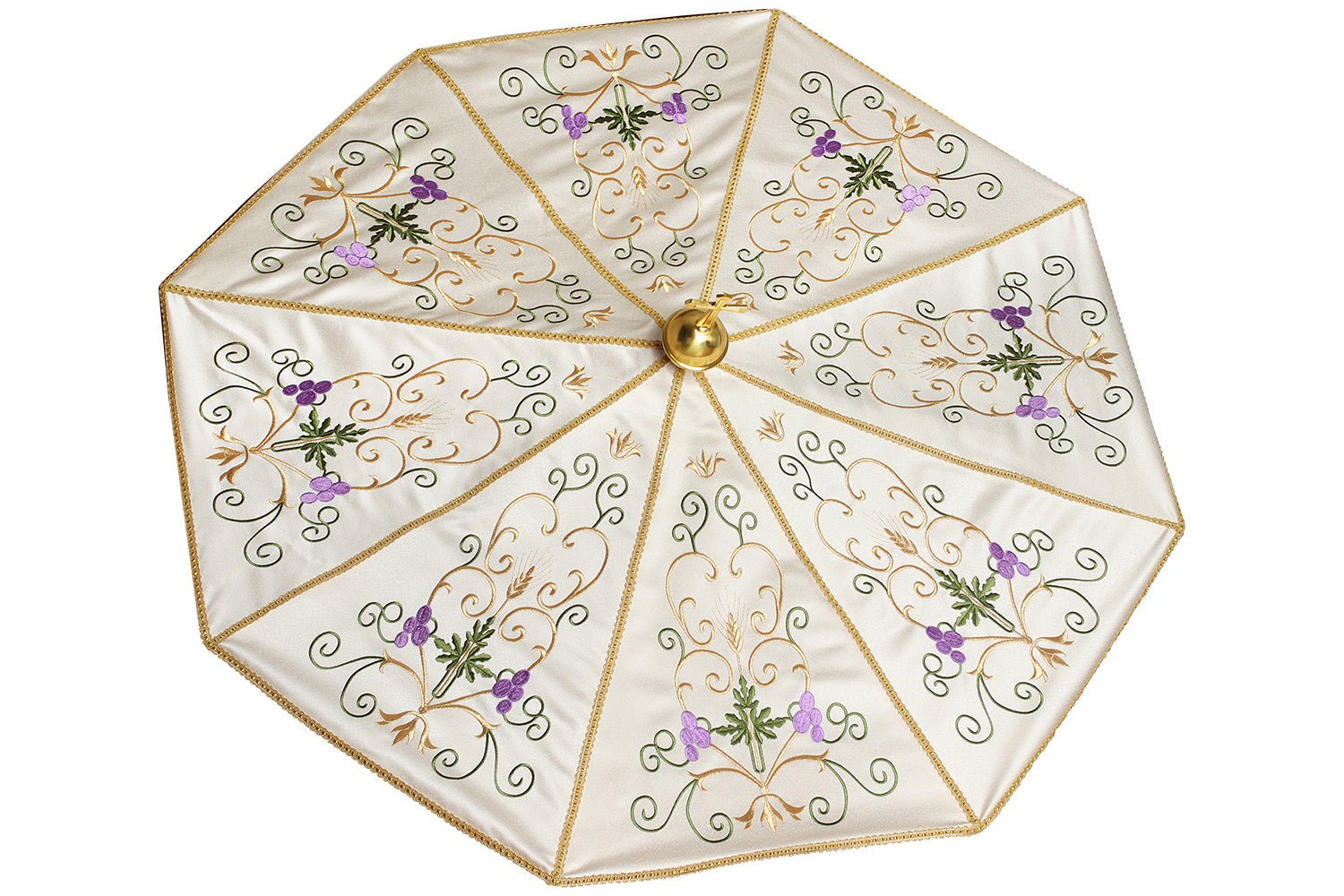 Processional umbrella with gold blue embroidery