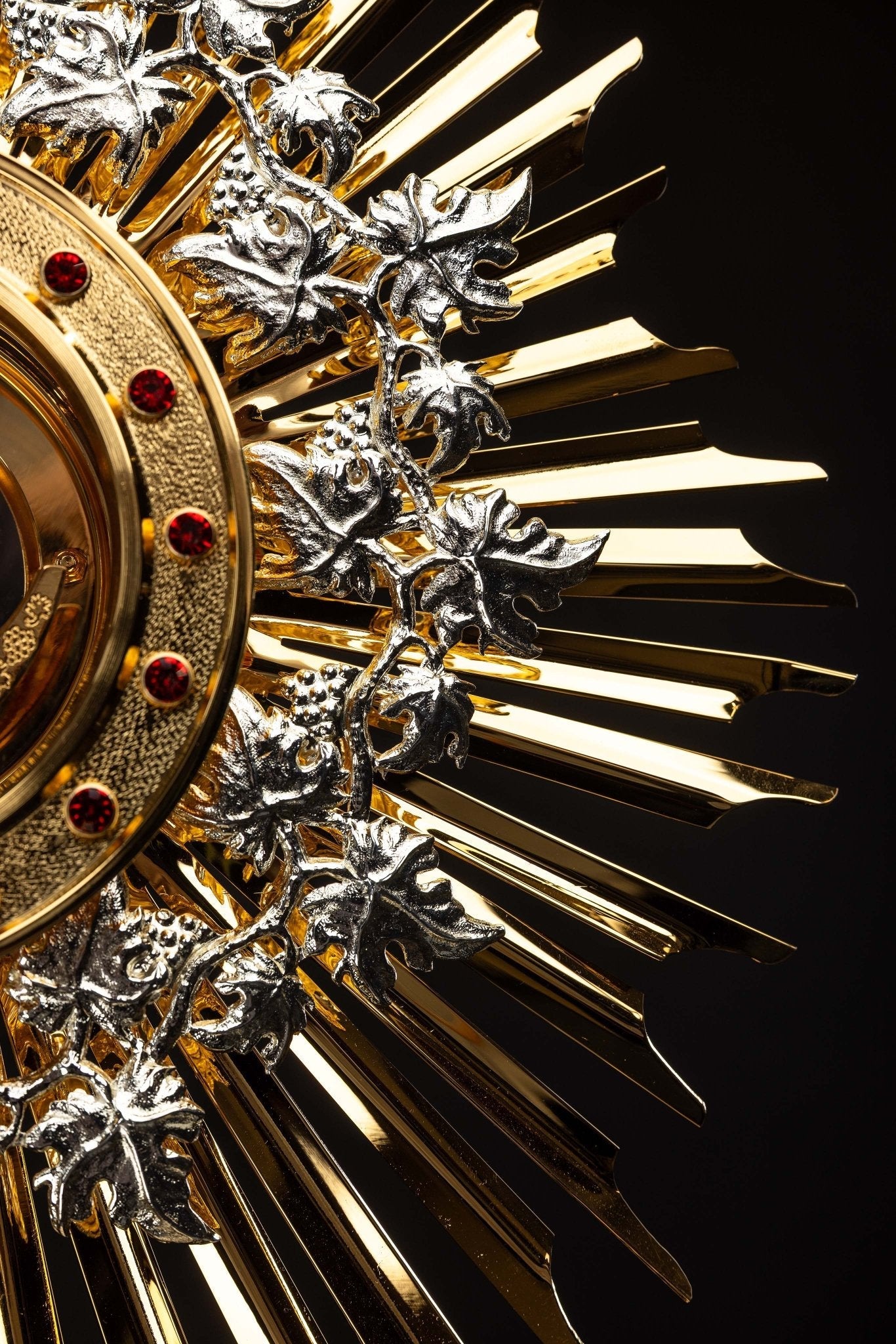 Handmade Gilded Brass Monstrance with Rubies - 70 cm - image 5