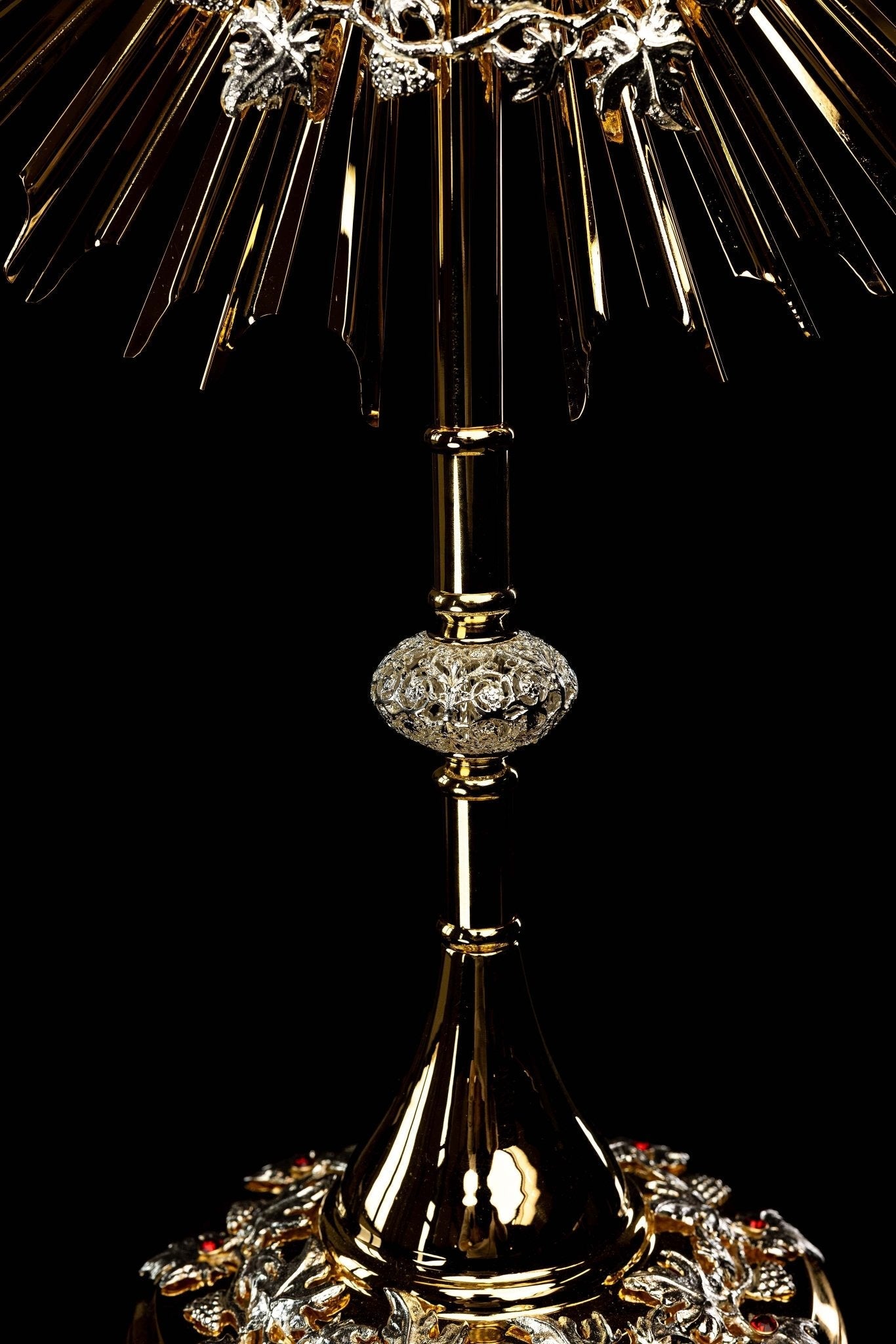 Handmade Gilded Brass Monstrance with Rubies - 70 cm - image 7