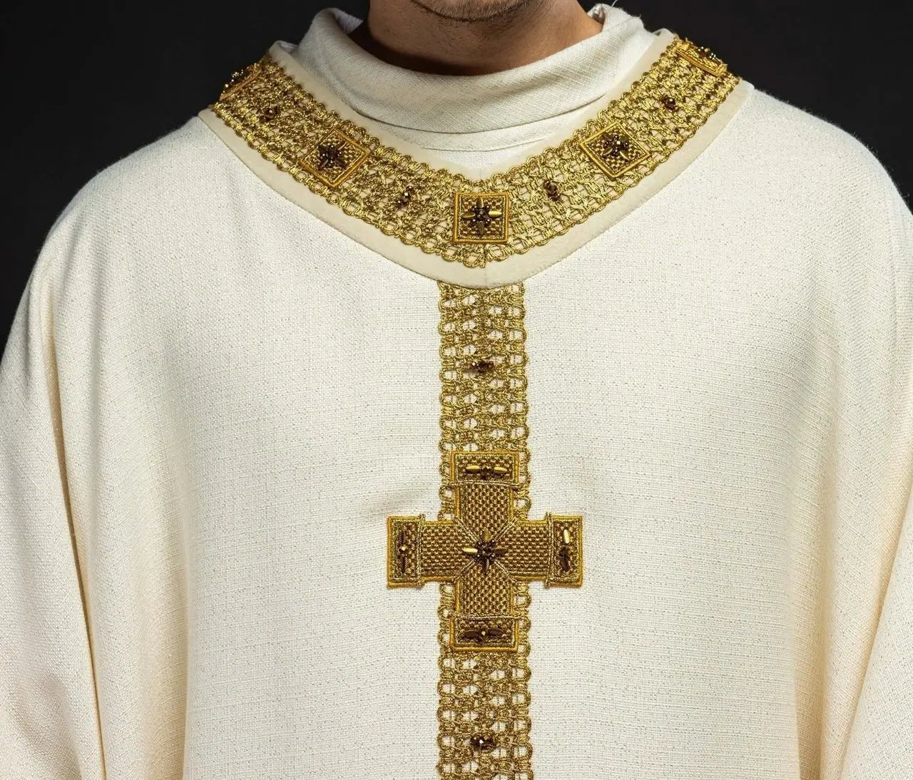 Handcrafted Chasuble with Natural Stones – Handmade Collection 7002