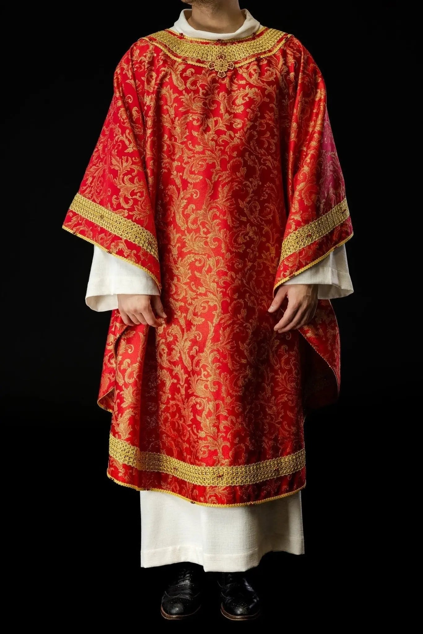 Handmade Red Chasuble with Natural Stones – Handmade Collection 7010